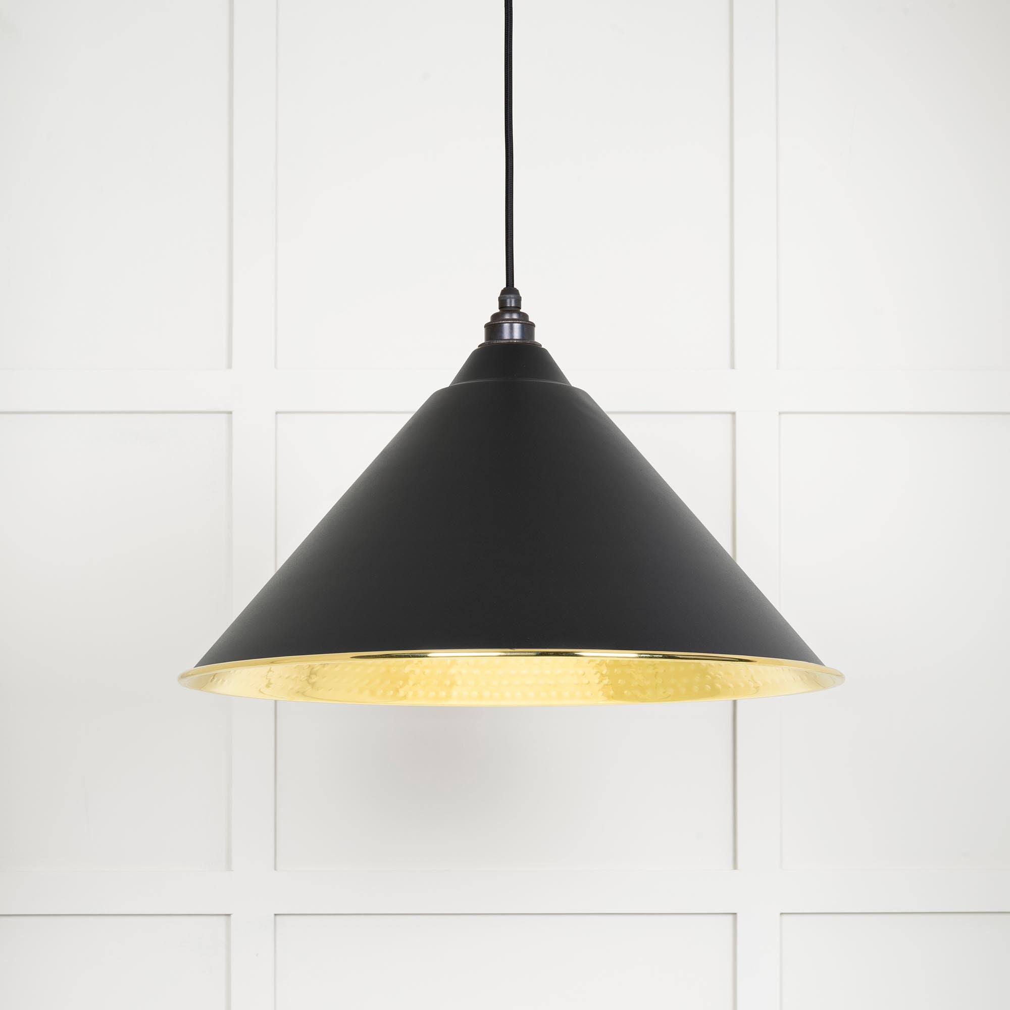 Hammered Brass Hockley Pendant in Elan Black | From The Anvil - Hockley - From The Anvil - Yester Home
