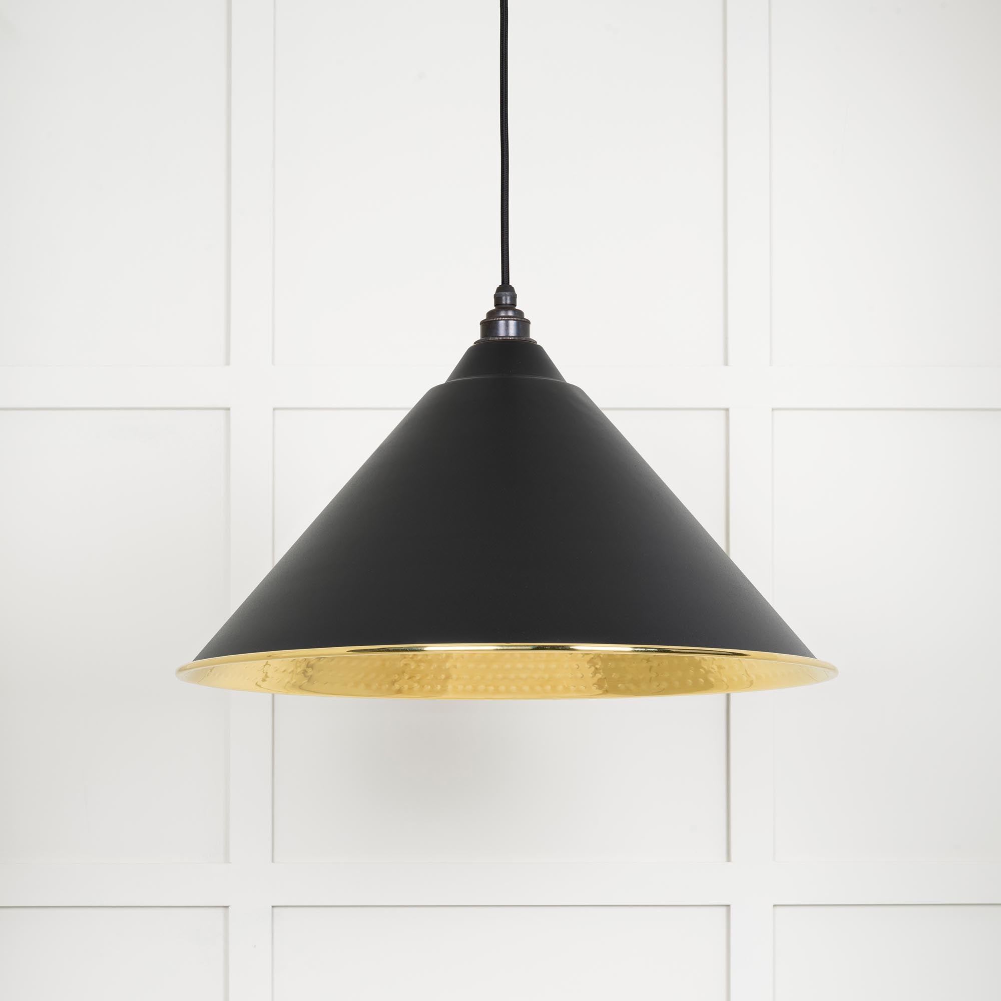 Hammered Brass Hockley Pendant in Elan Black | From The Anvil - Hockley - From The Anvil - Yester Home