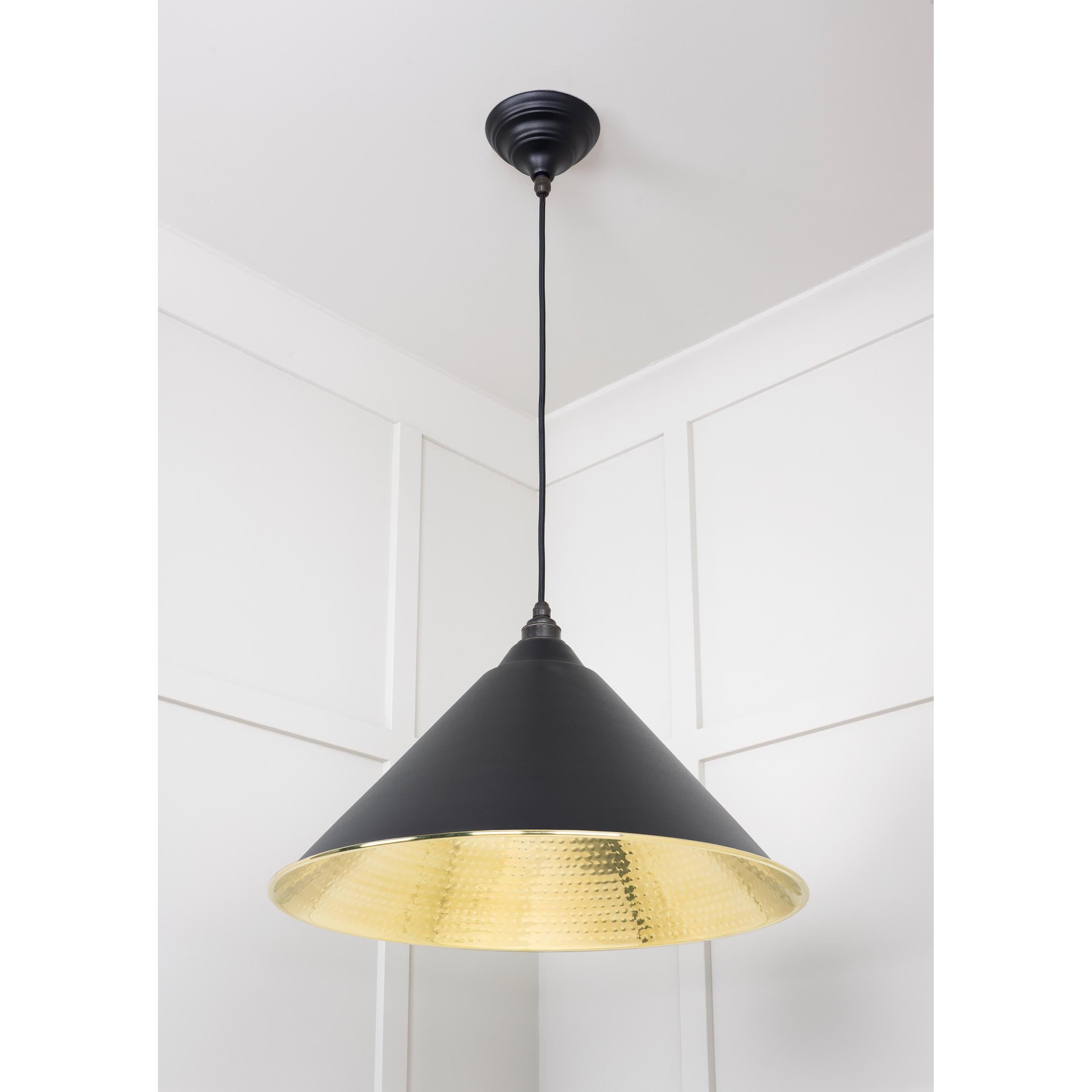 Hammered Brass Hockley Pendant in Elan Black | From The Anvil - Hockley - From The Anvil - Yester Home