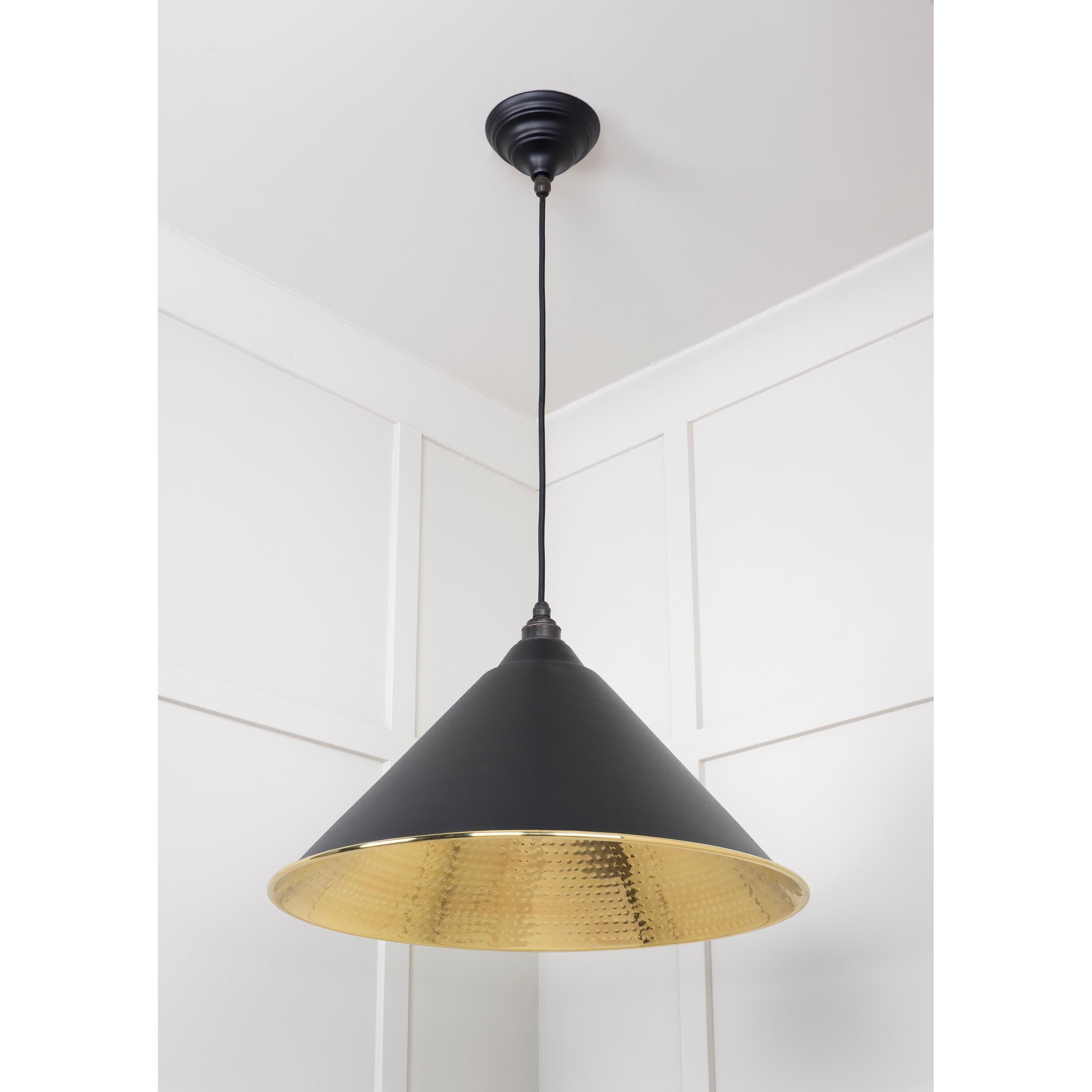 Hammered Brass Hockley Pendant in Elan Black | From The Anvil - Hockley - From The Anvil - Yester Home