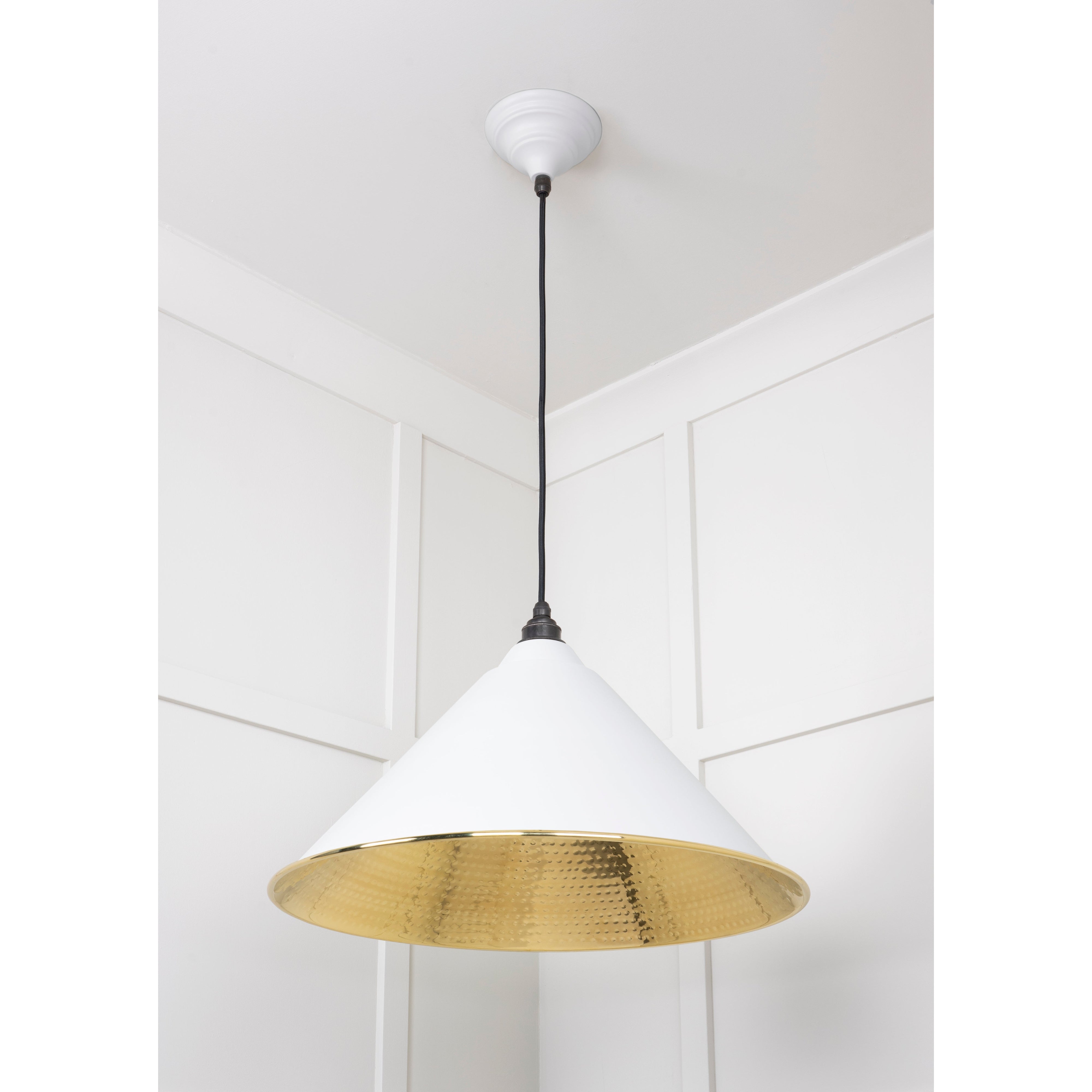 Hammered Brass Hockley Pendant in Flock | From The Anvil-Hockley-Yester Home
