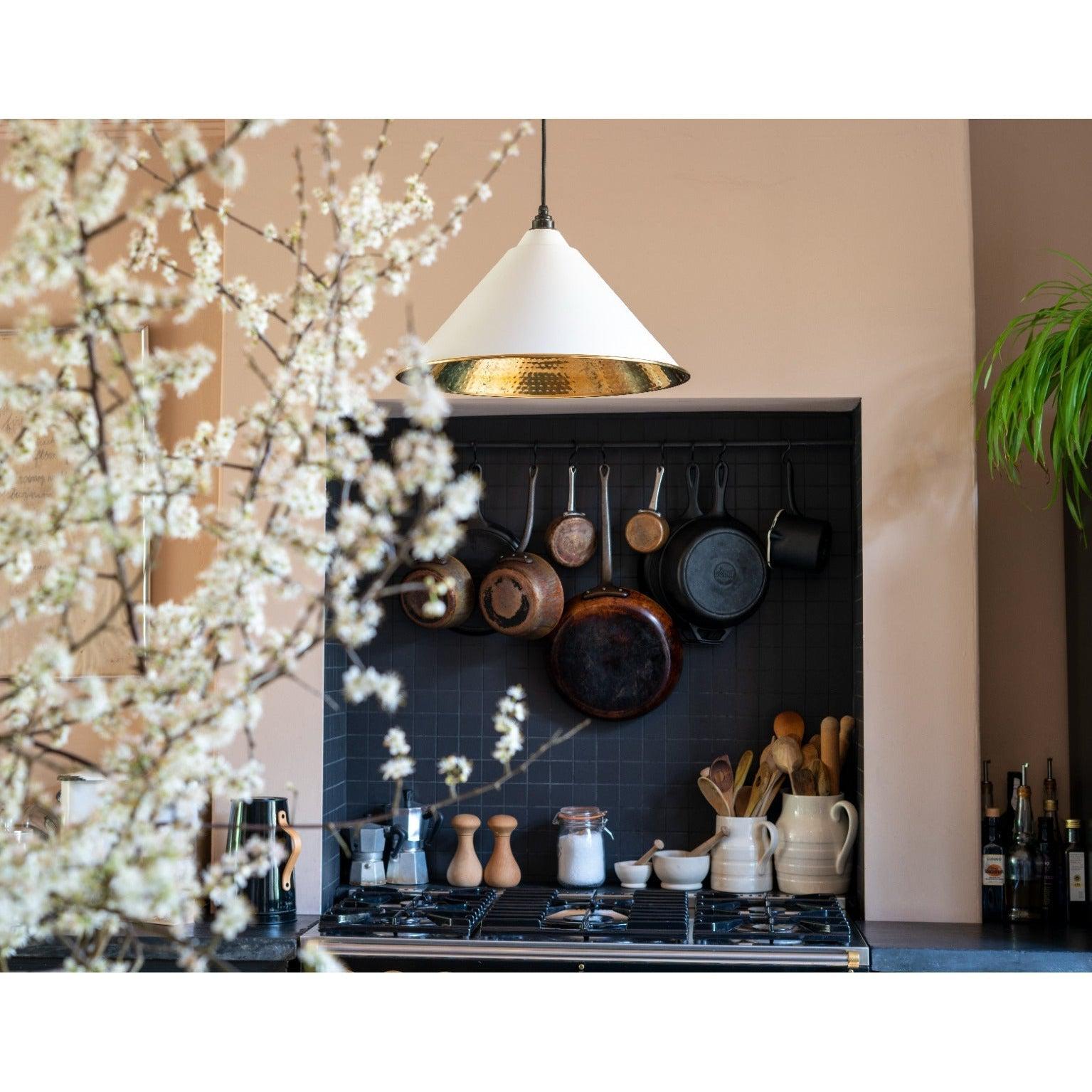 Hammered Brass Hockley Pendant in Flock | From The Anvil-Hockley-Yester Home