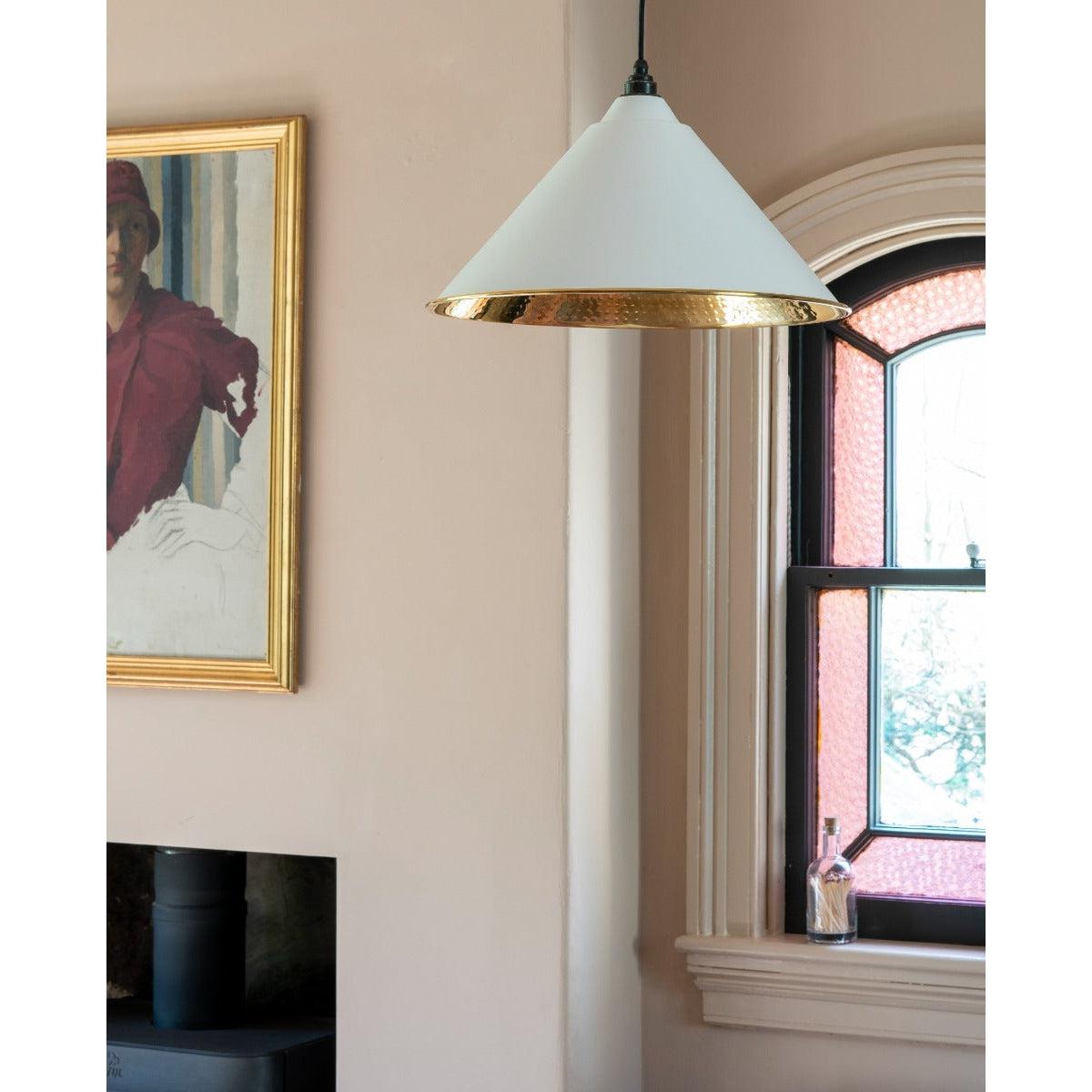 Hammered Brass Hockley Pendant in Flock | From The Anvil-Hockley-Yester Home