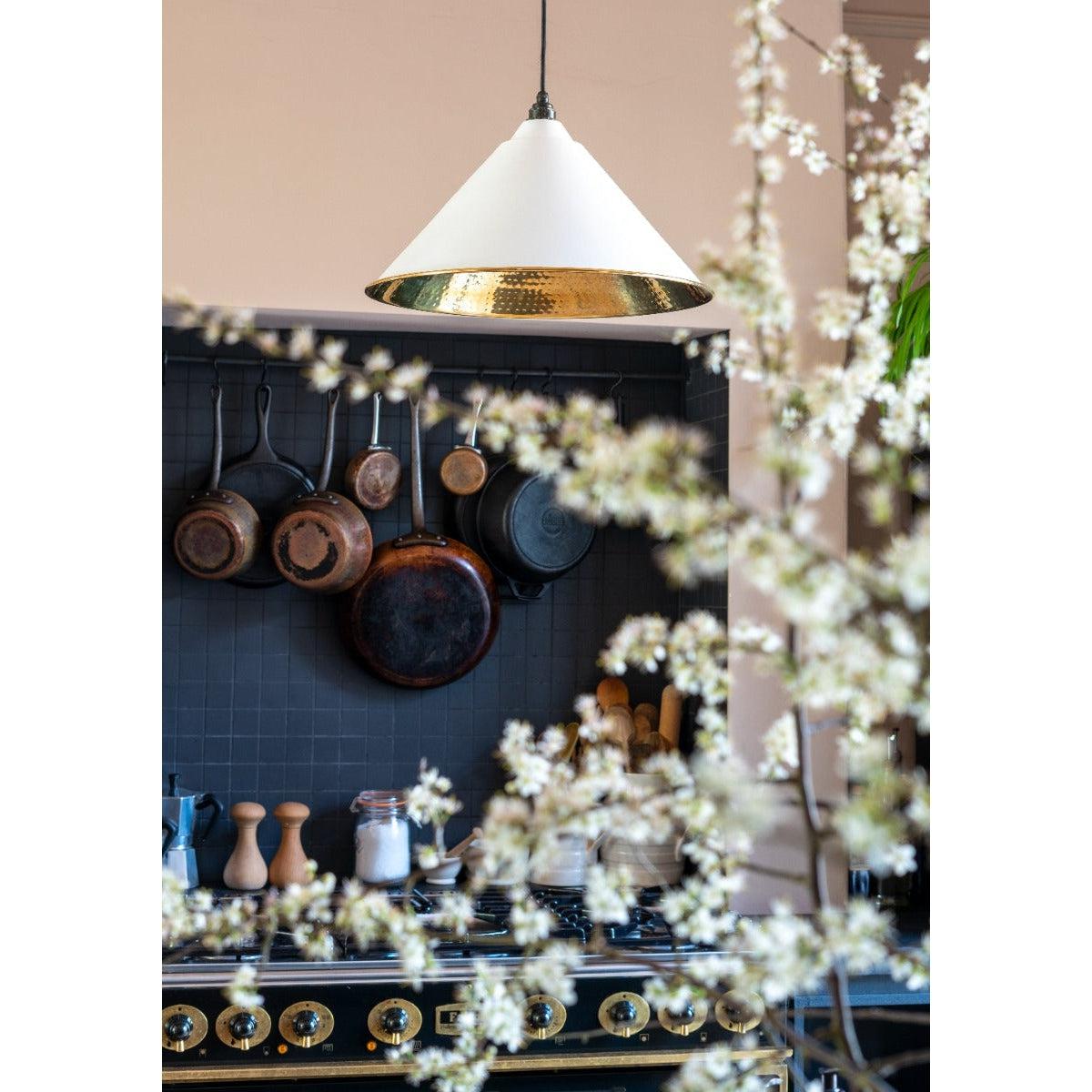 Hammered Brass Hockley Pendant in Flock | From The Anvil-Hockley-Yester Home