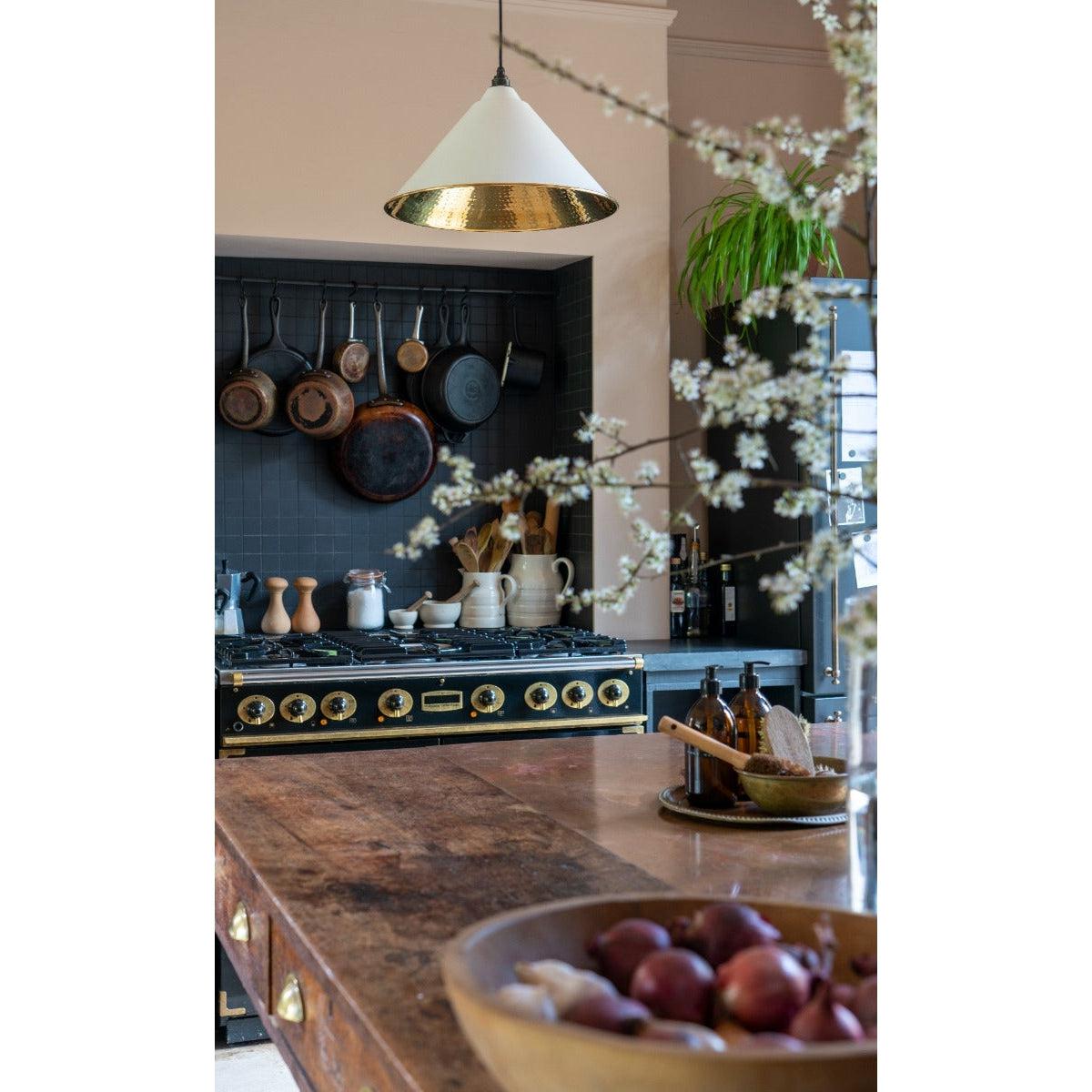 Hammered Brass Hockley Pendant in Flock | From The Anvil-Hockley-Yester Home