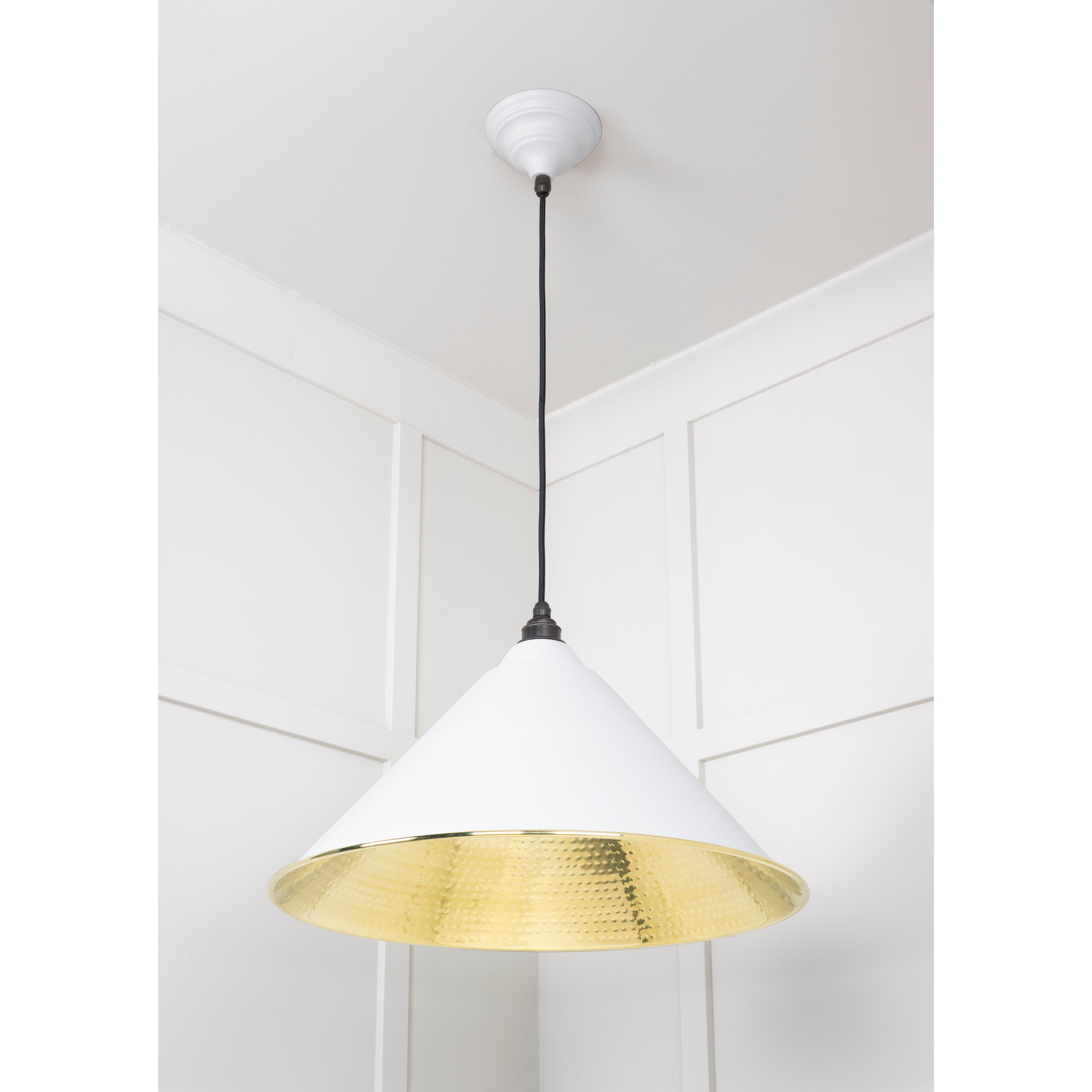 Hammered Brass Hockley Pendant in Flock | From The Anvil-Hockley-Yester Home