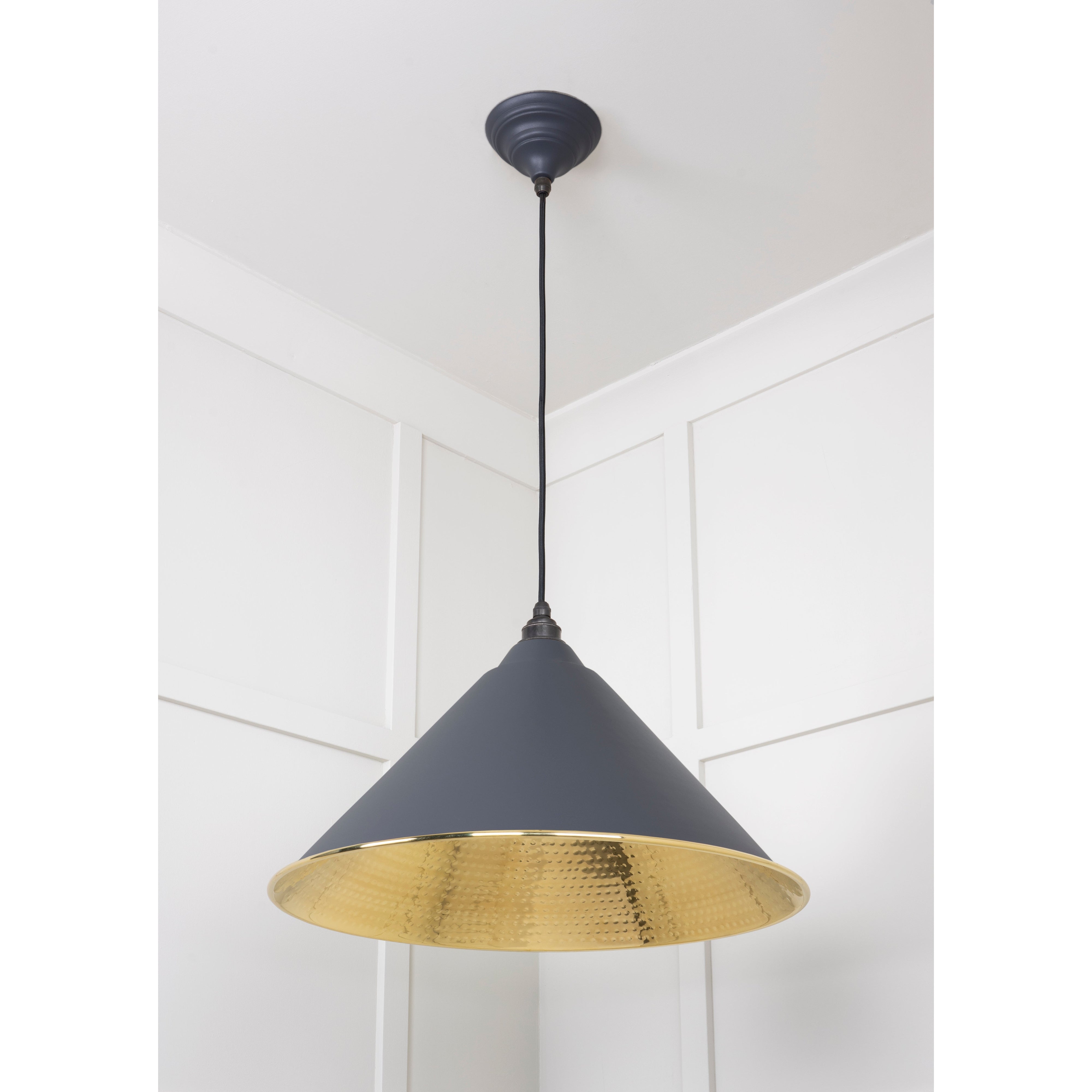 Hammered Brass Hockley Pendant in Slate | From The Anvil-Hockley-Yester Home
