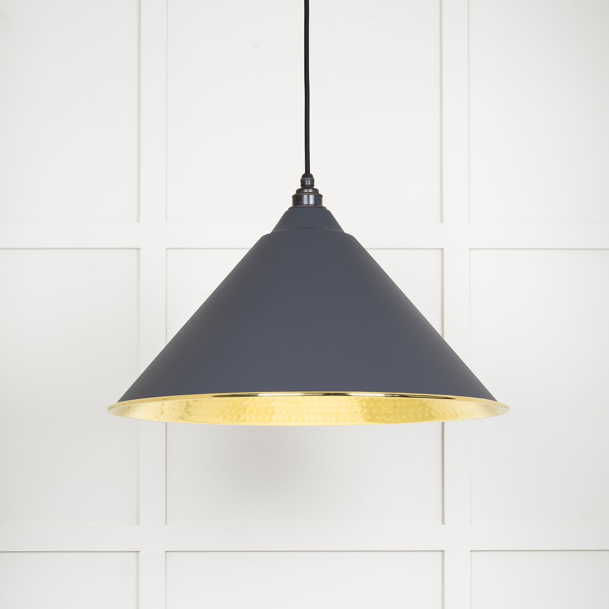 Hammered Brass Hockley Pendant in Slate | From The Anvil - Hockley - From The Anvil - Yester Home