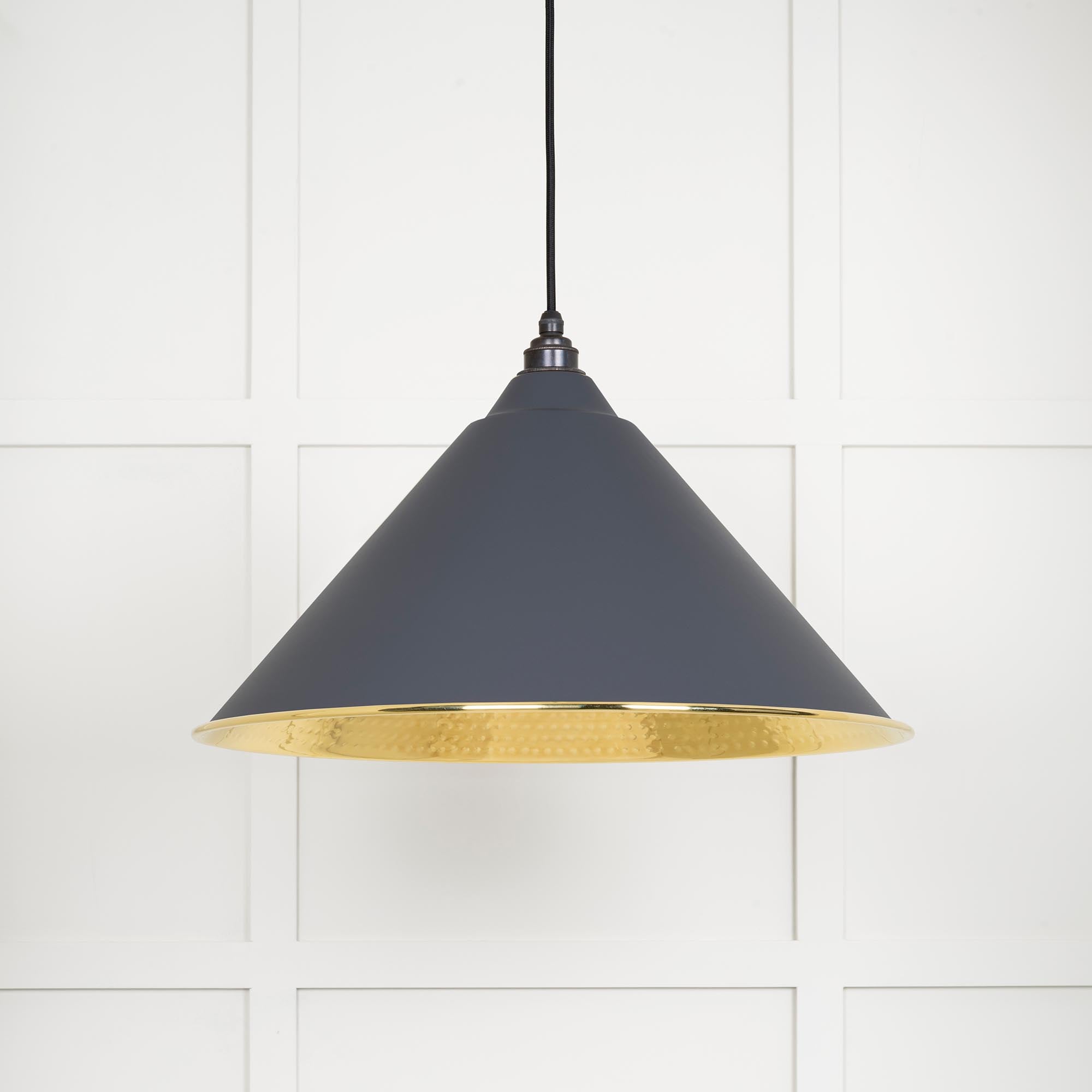 Hammered Brass Hockley Pendant in Slate | From The Anvil - Hockley - From The Anvil - Yester Home