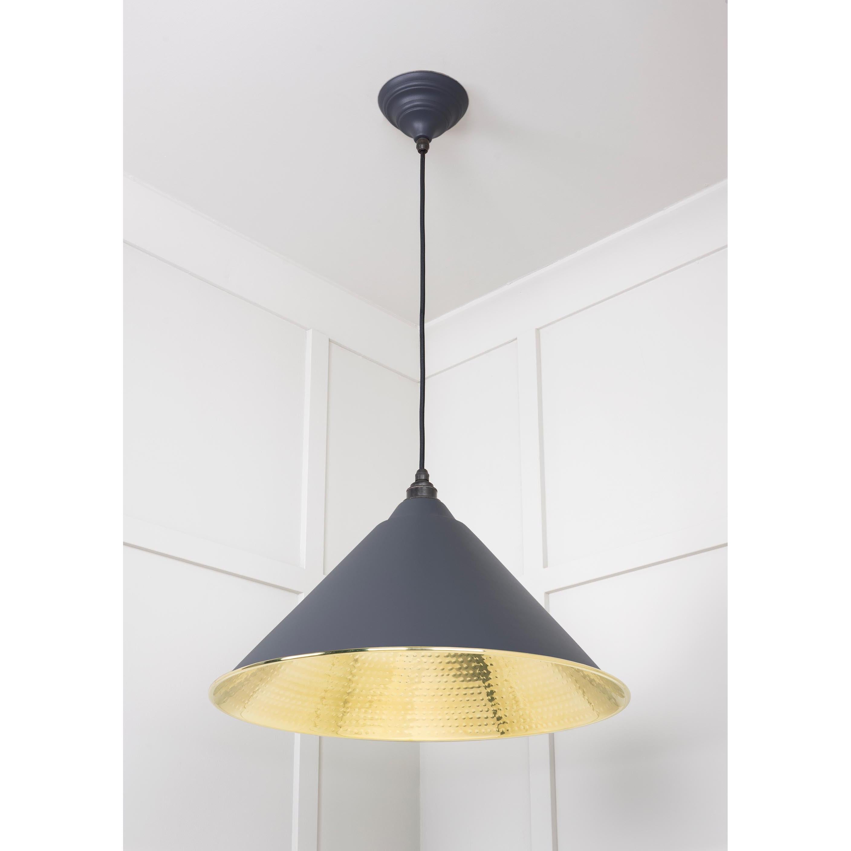 Hammered Brass Hockley Pendant in Slate | From The Anvil - Hockley - From The Anvil - Yester Home