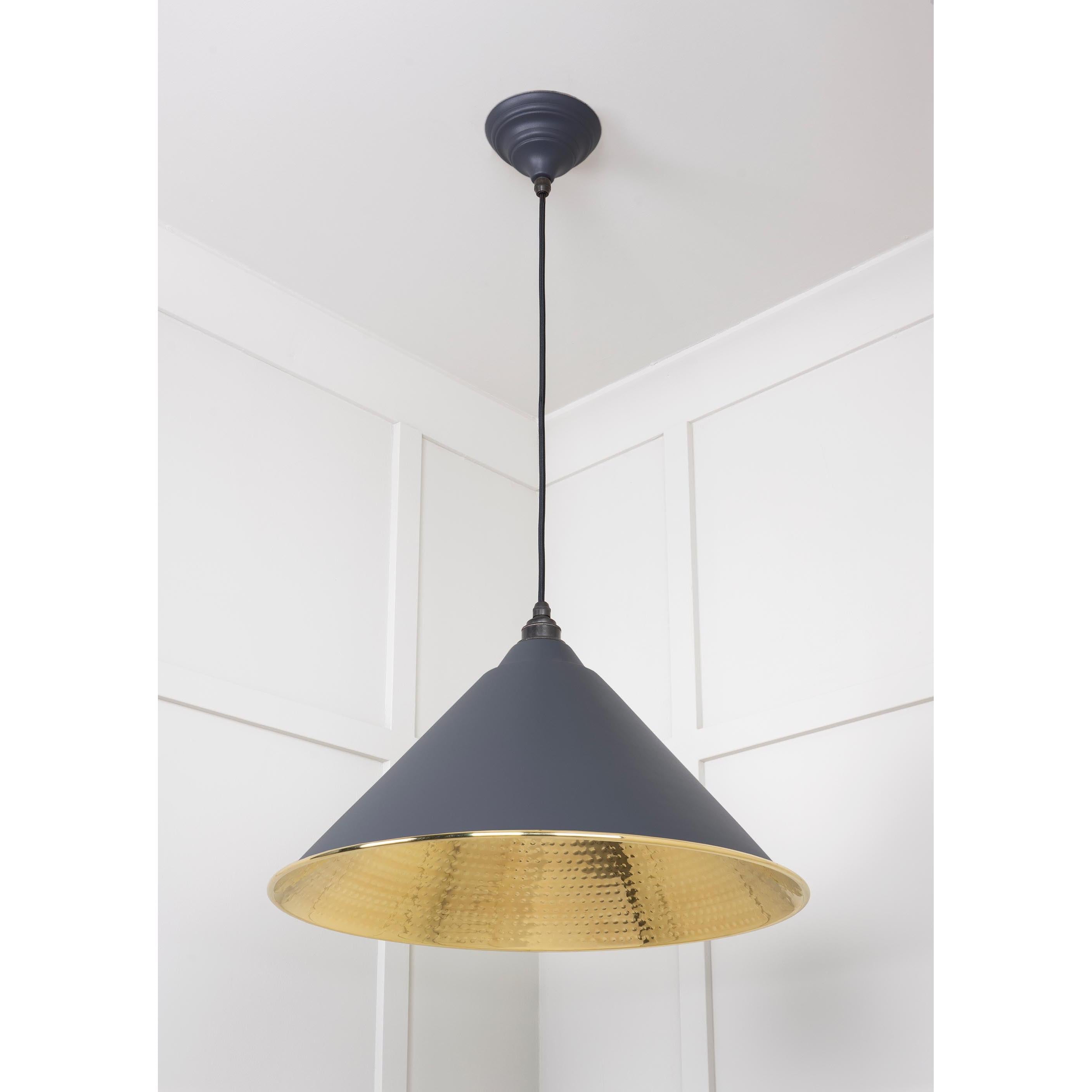 Hammered Brass Hockley Pendant in Slate | From The Anvil - Hockley - From The Anvil - Yester Home