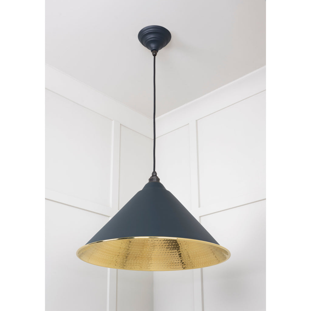 Hammered Brass Hockley Pendant in Soot | From The Anvil