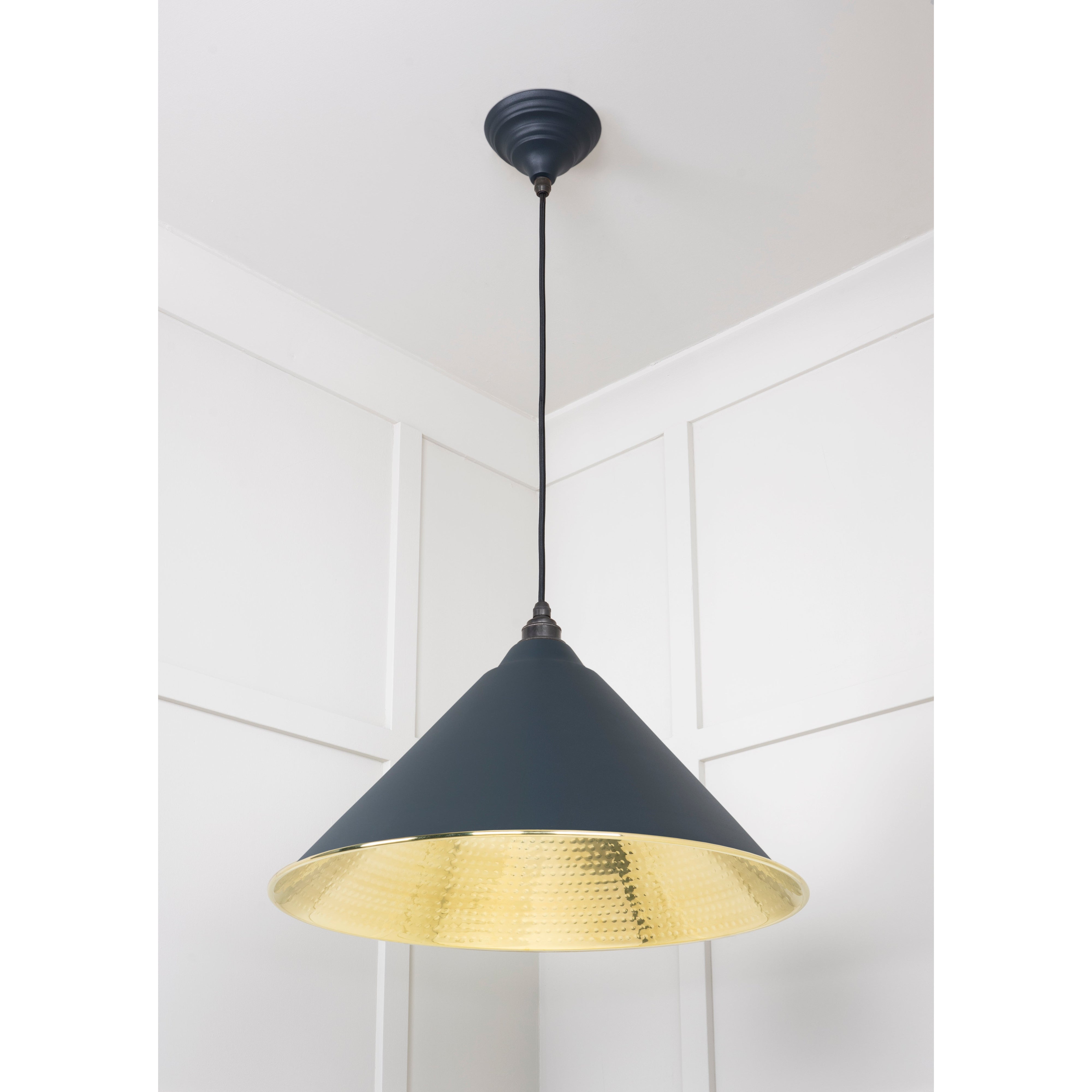 Hammered Brass Hockley Pendant in Soot | From The Anvil-Hockley-Yester Home
