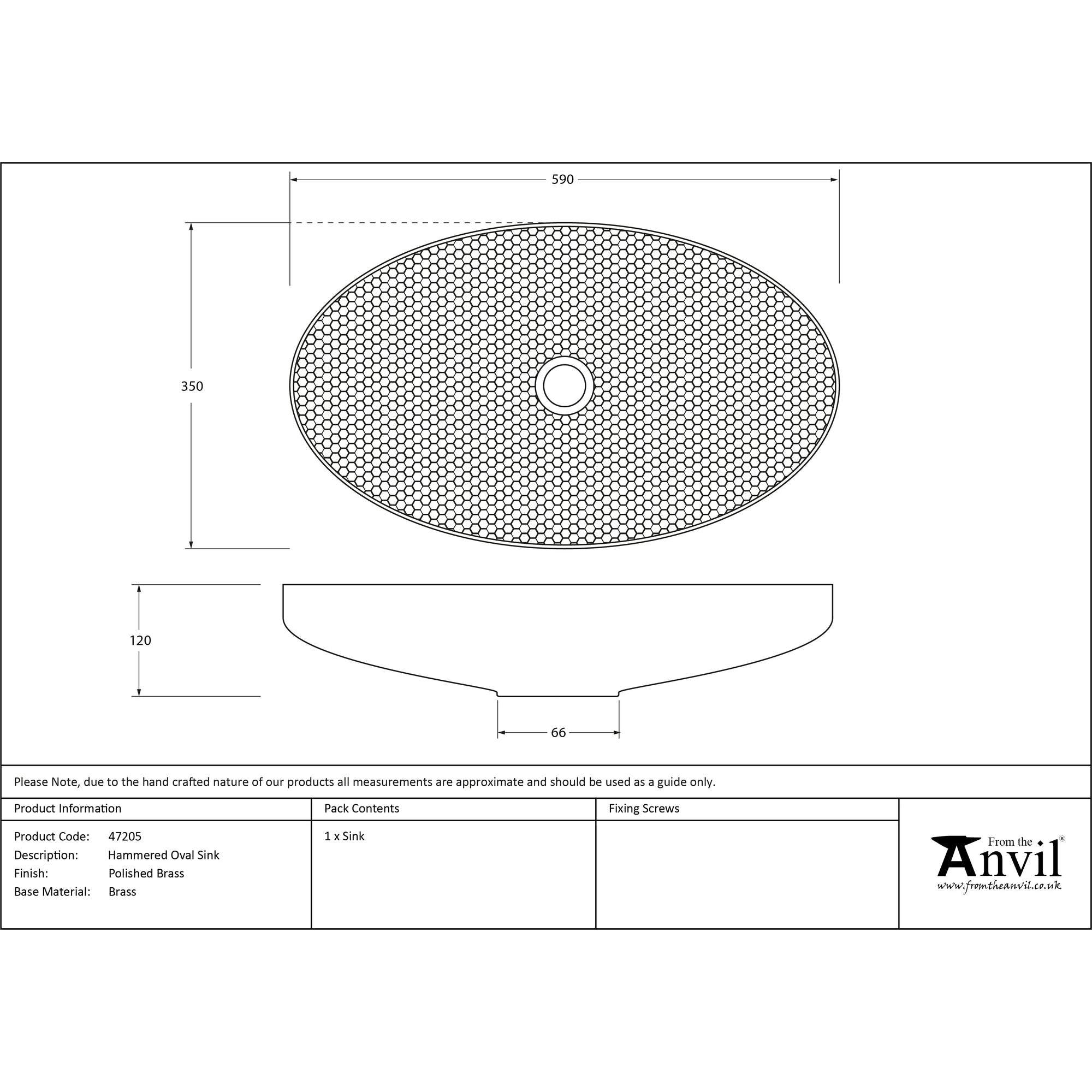 Hammered Brass Oval Sink | From The Anvil-Sinks-Yester Home
