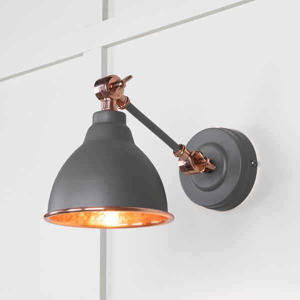Hammered Copper Brindley Wall Light in Bluff | From The Anvil-Wall Lights-Yester Home