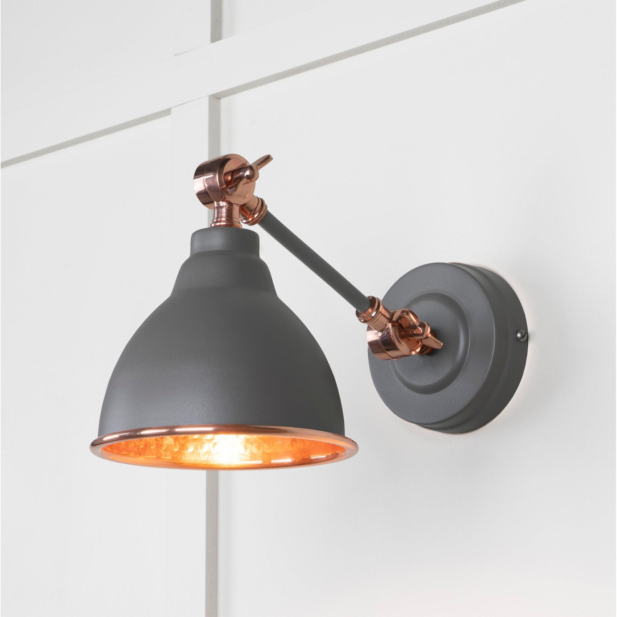 Hammered Copper Brindley Wall Light in Bluff | From The Anvil-Wall Lights-Yester Home