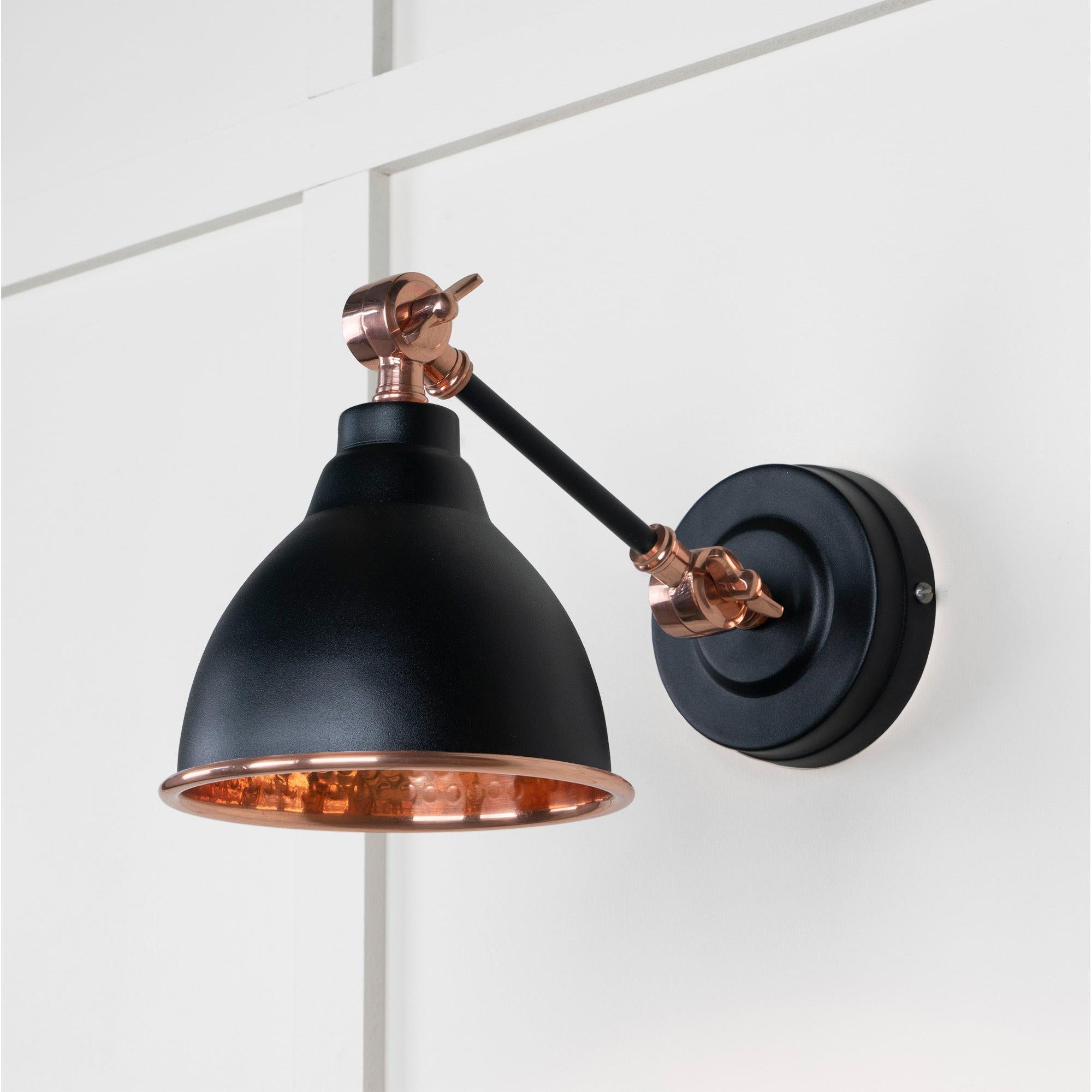 Hammered Copper Brindley Wall Light in Elan Black | From The Anvil - Wall Lights - From The Anvil - Yester Home