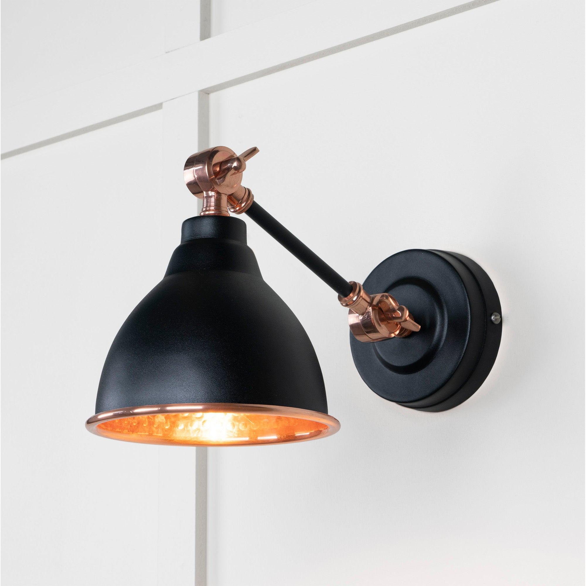 Hammered Copper Brindley Wall Light in Elan Black | From The Anvil-Wall Lights-Yester Home