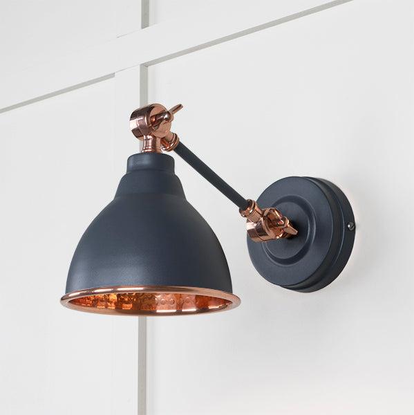 Hammered Copper Brindley Wall Light in Slate | From The Anvil-Wall Lights-Yester Home