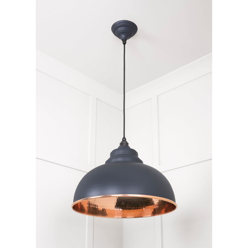 Hammered Copper Harborne Pendant in Slate | From The Anvil