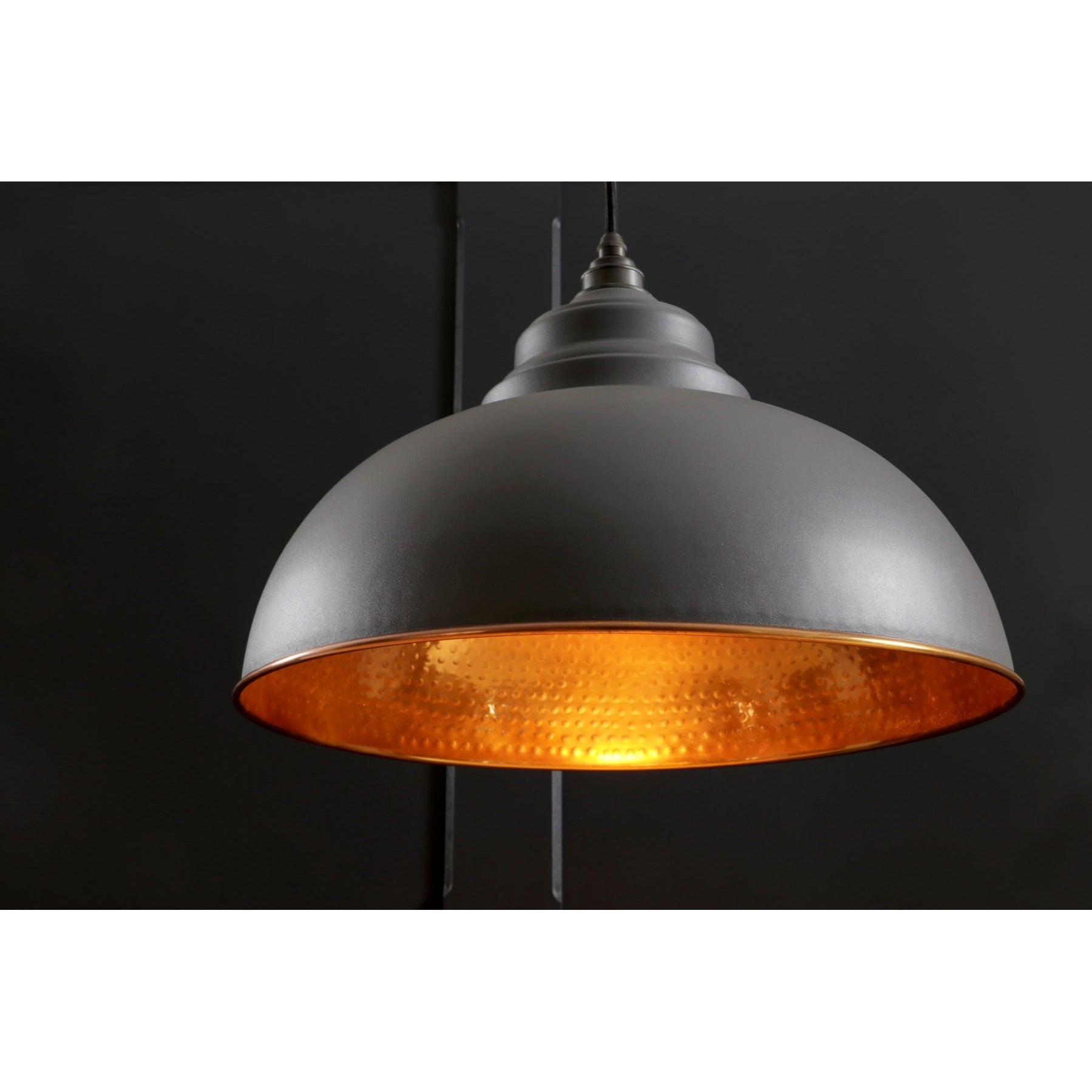 Hammered Copper Harborne Pendant in Slate | From The Anvil-Harborne-Yester Home