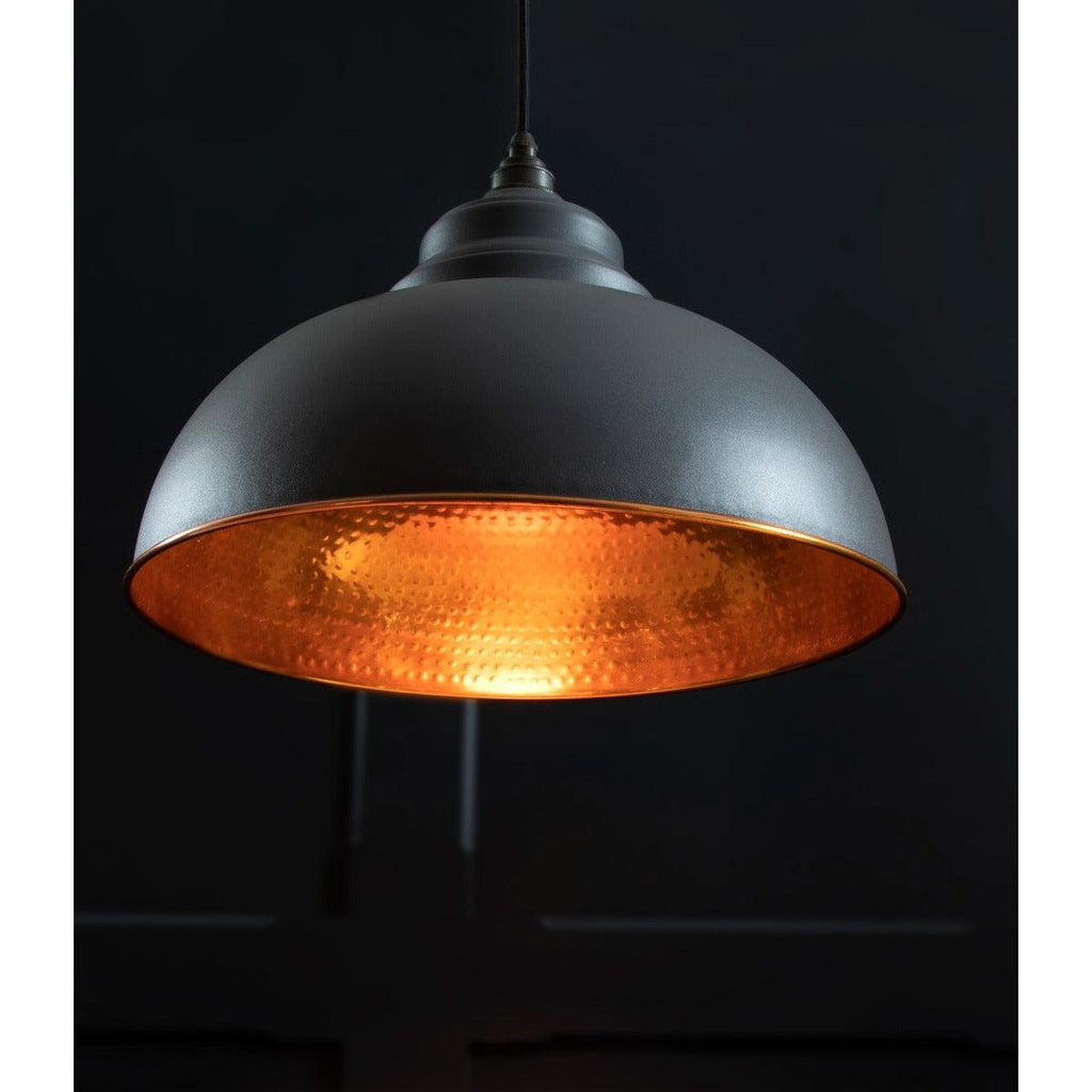 Hammered Copper Harborne Pendant in Slate | From The Anvil
