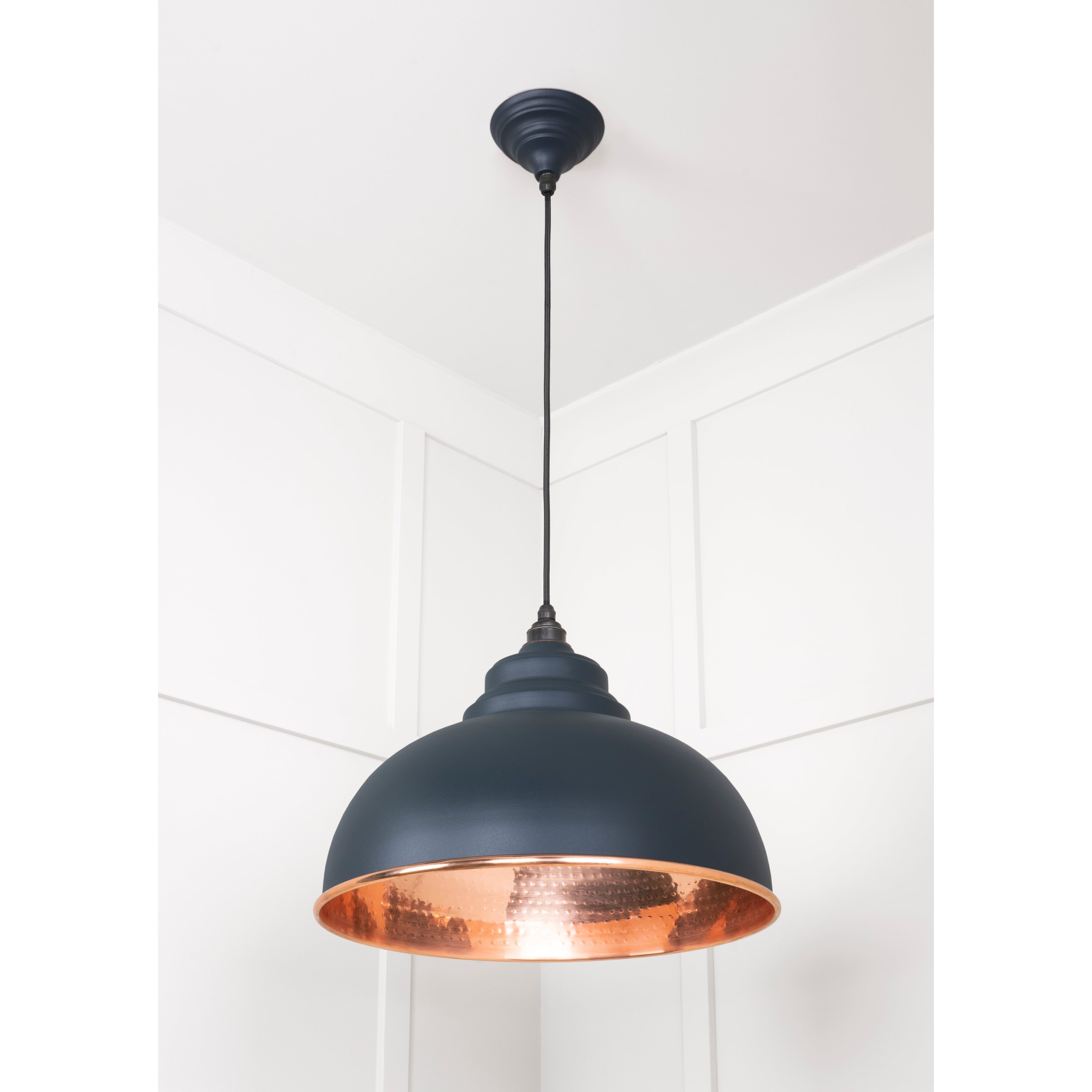 Hammered Copper Harborne Pendant in Soot | From The Anvil-Harborne-Yester Home