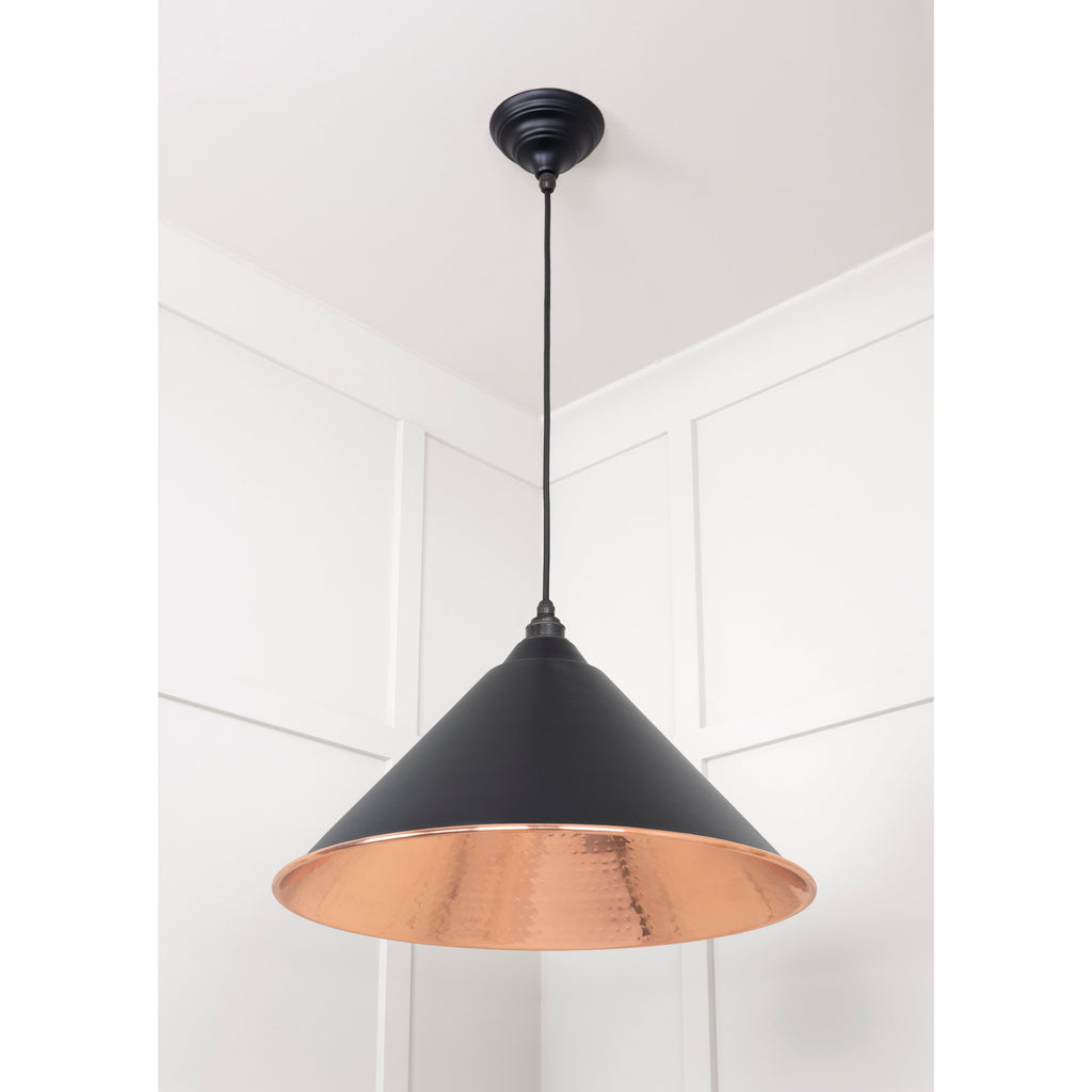Hammered Copper Hockley Pendant in Elan Black | From The Anvil