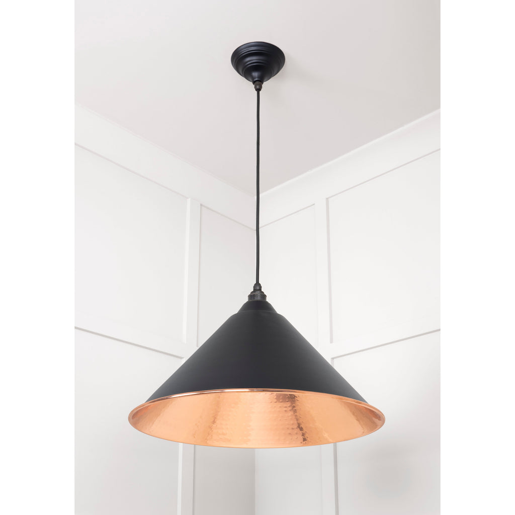 Hammered Copper Hockley Pendant in Elan Black | From The Anvil