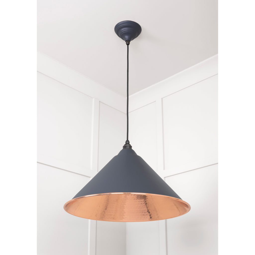 Hammered Copper Hockley Pendant in Slate | From The Anvil