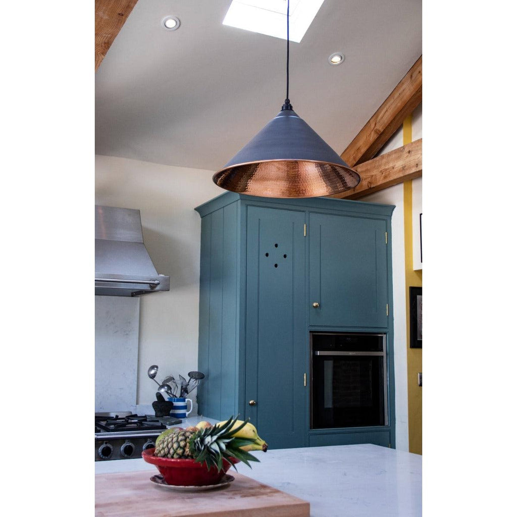 Hammered Copper Hockley Pendant in Slate | From The Anvil