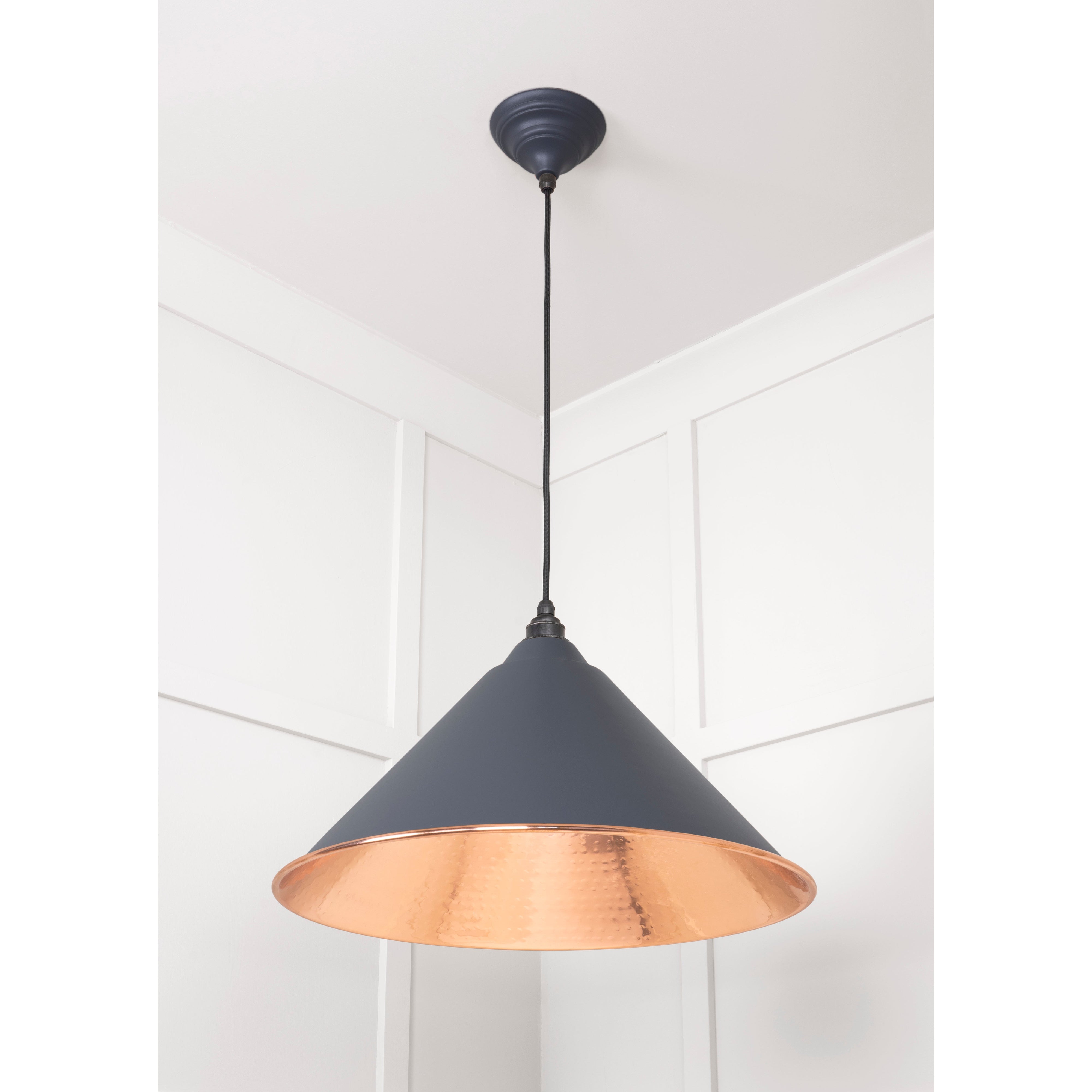 Hammered Copper Hockley Pendant in Slate | From The Anvil-Hockley-Yester Home