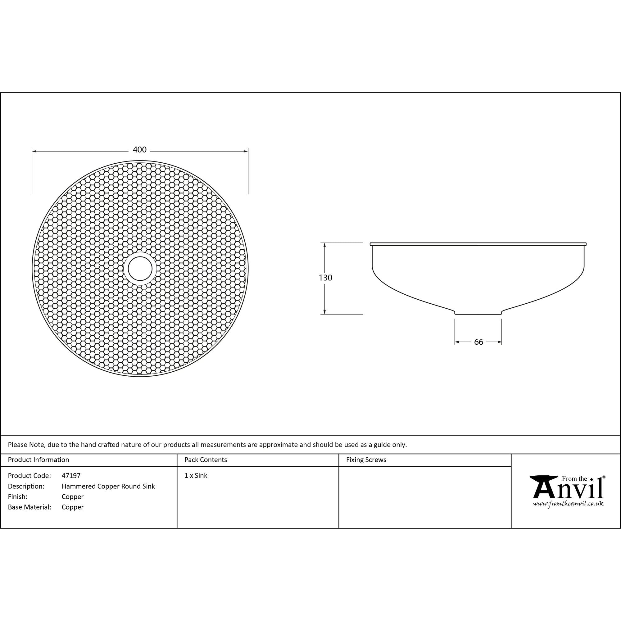Hammered Copper Round Sink | From The Anvil - Sinks - From The Anvil - Yester Home