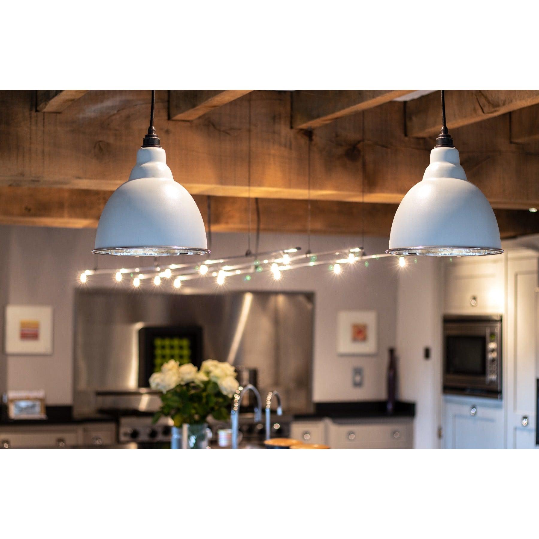 Hammered Nickel Brindley Pendant in Birch | From The Anvil-Brindley-Yester Home