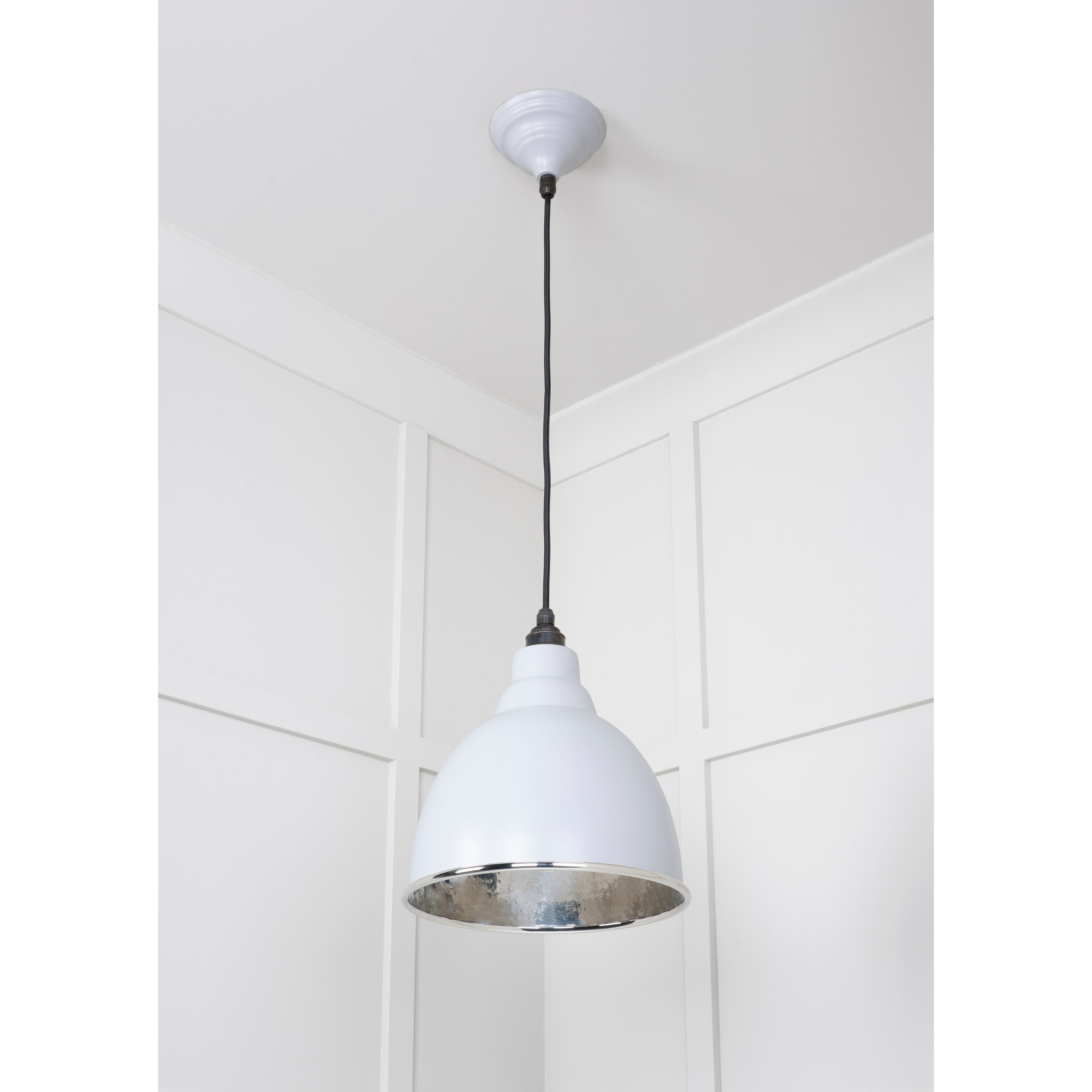 Hammered Nickel Brindley Pendant in Birch | From The Anvil-Brindley-Yester Home