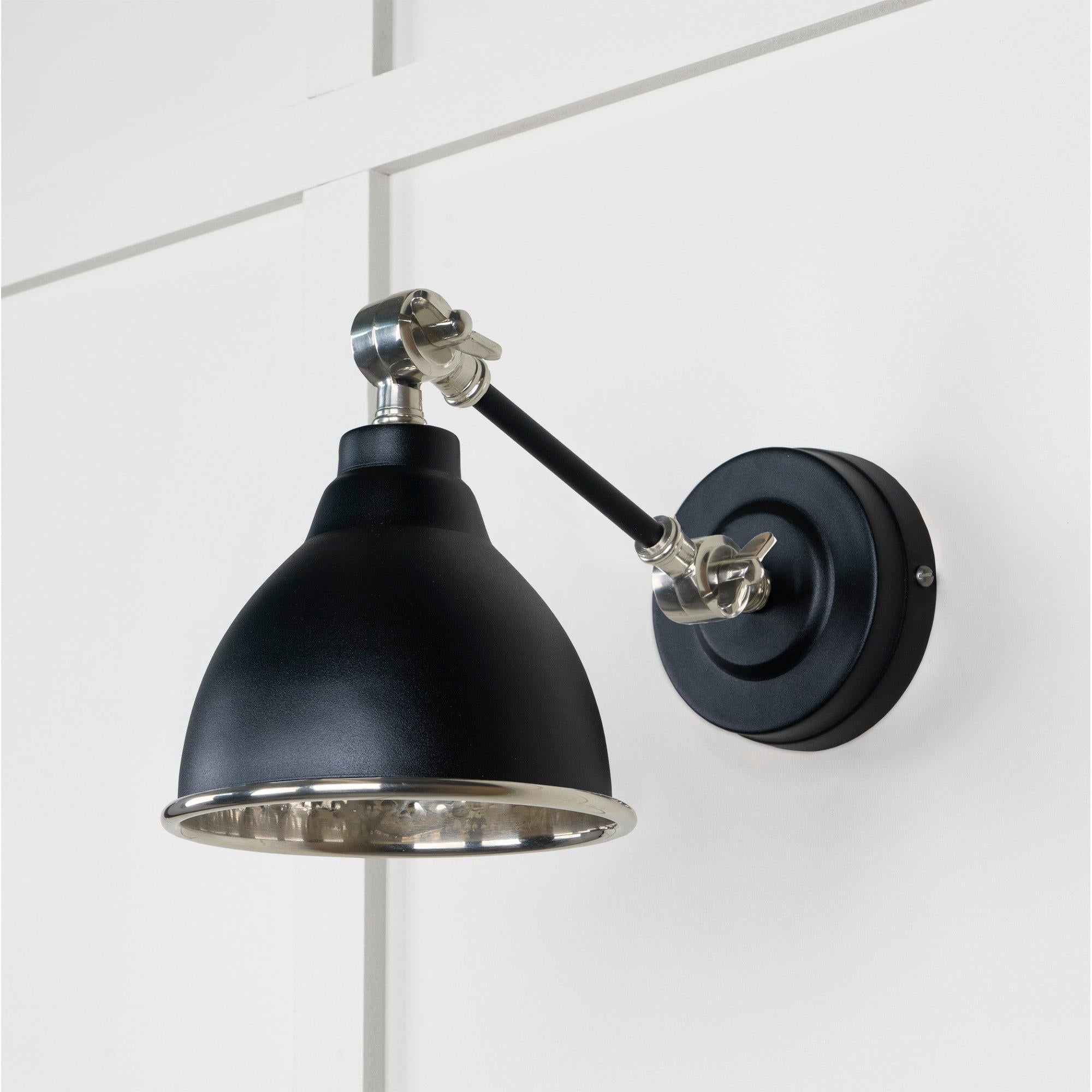 Hammered Nickel Brindley Wall Light in Elan Black | From The Anvil - Wall Lights - From The Anvil - Yester Home