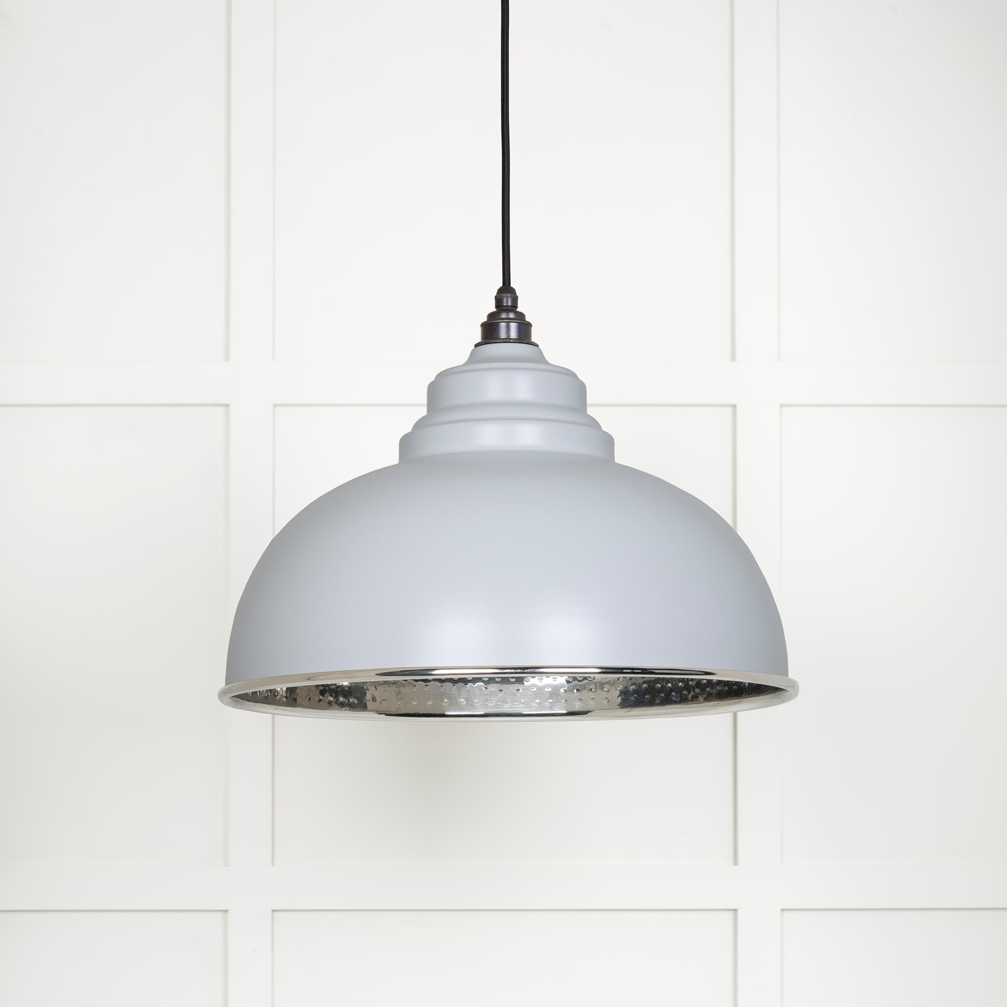 Hammered Nickel Harborne Pendant in Birch | From The Anvil - Harborne - From The Anvil - Yester Home