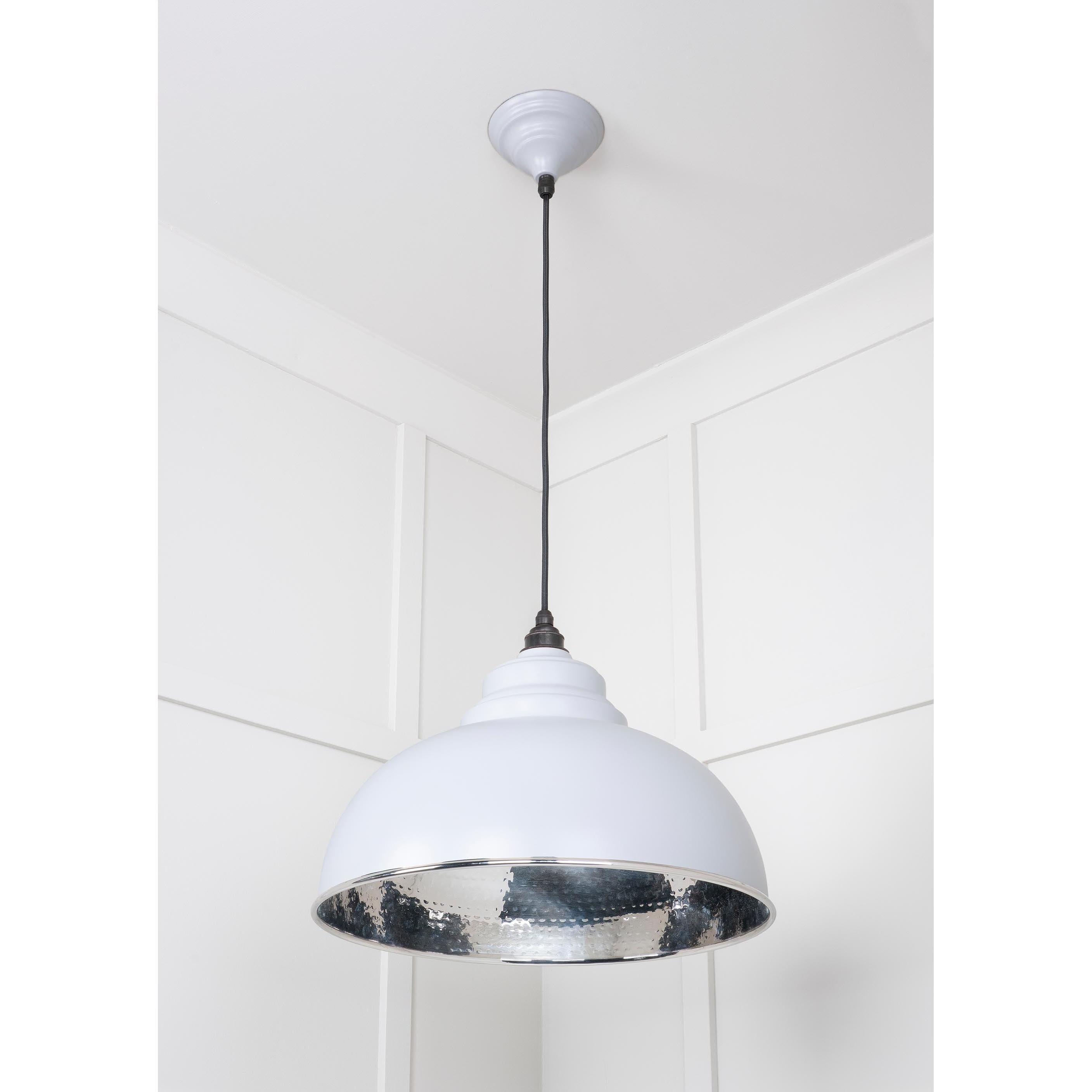 Hammered Nickel Harborne Pendant in Birch | From The Anvil - Harborne - From The Anvil - Yester Home