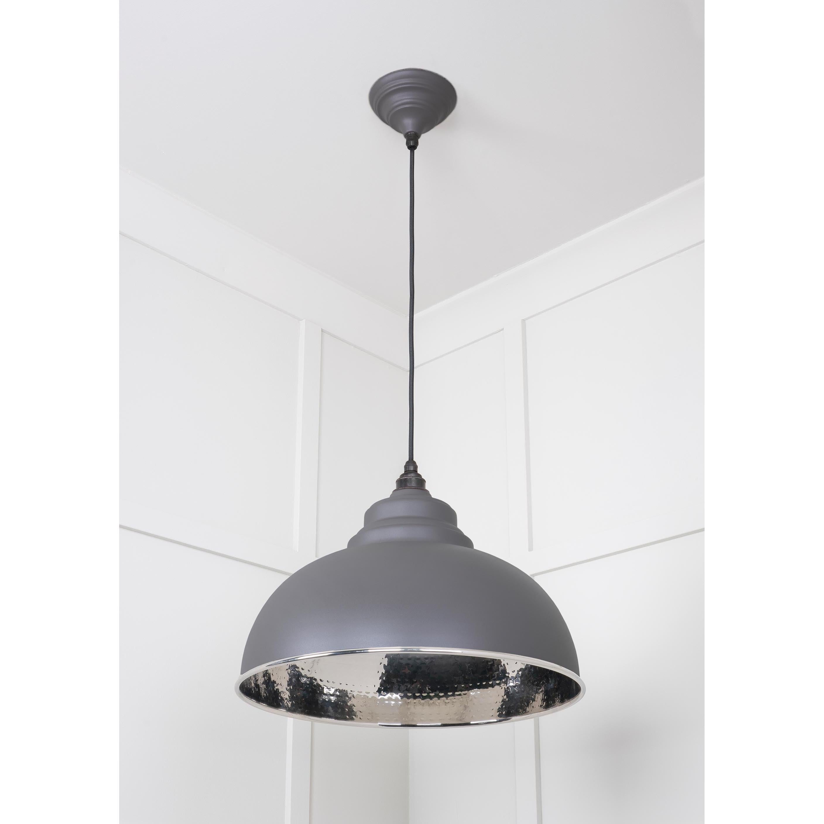 Hammered Nickel Harborne Pendant in Bluff | From The Anvil - Harborne - From The Anvil - Yester Home