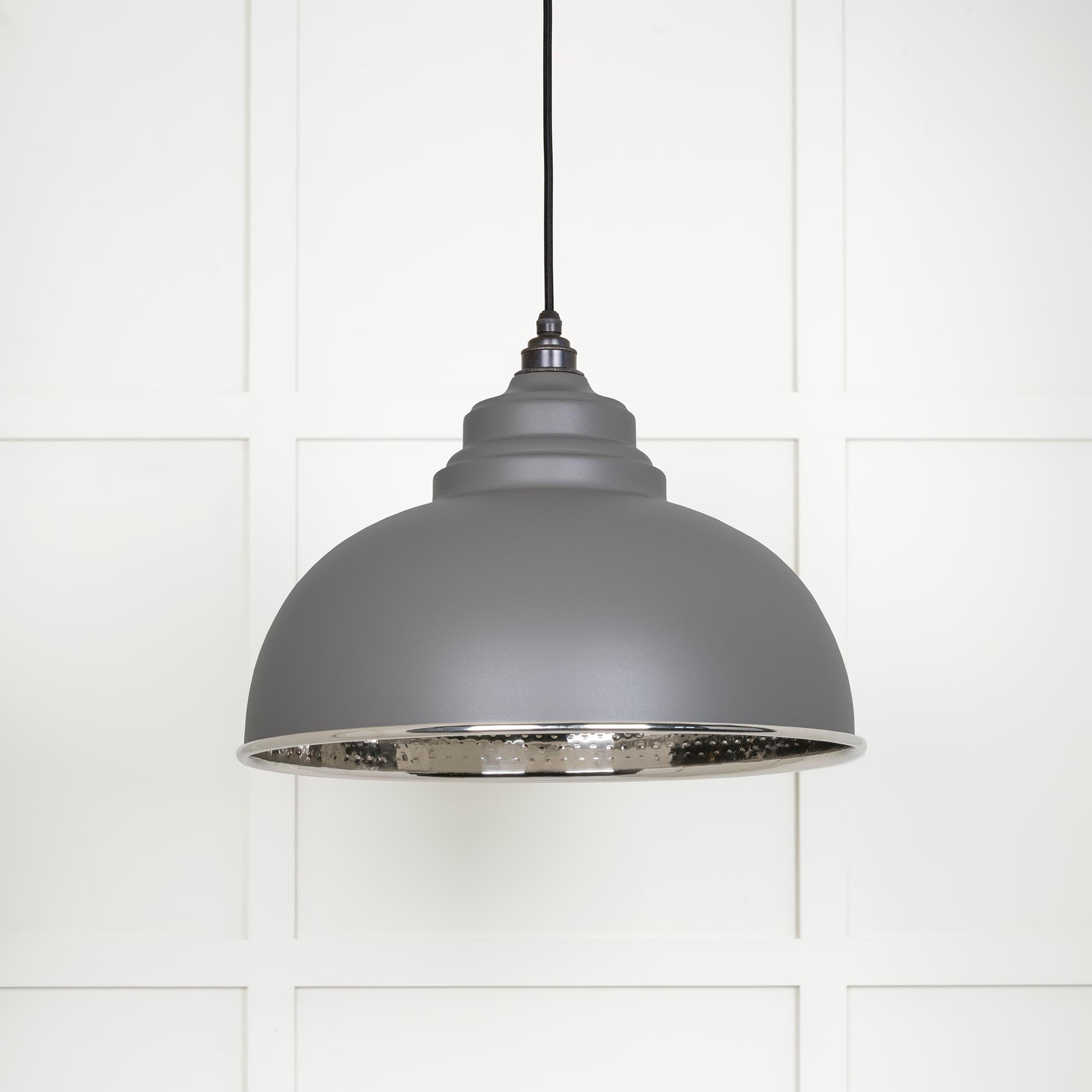 Hammered Nickel Harborne Pendant in Bluff | From The Anvil - Harborne - From The Anvil - Yester Home