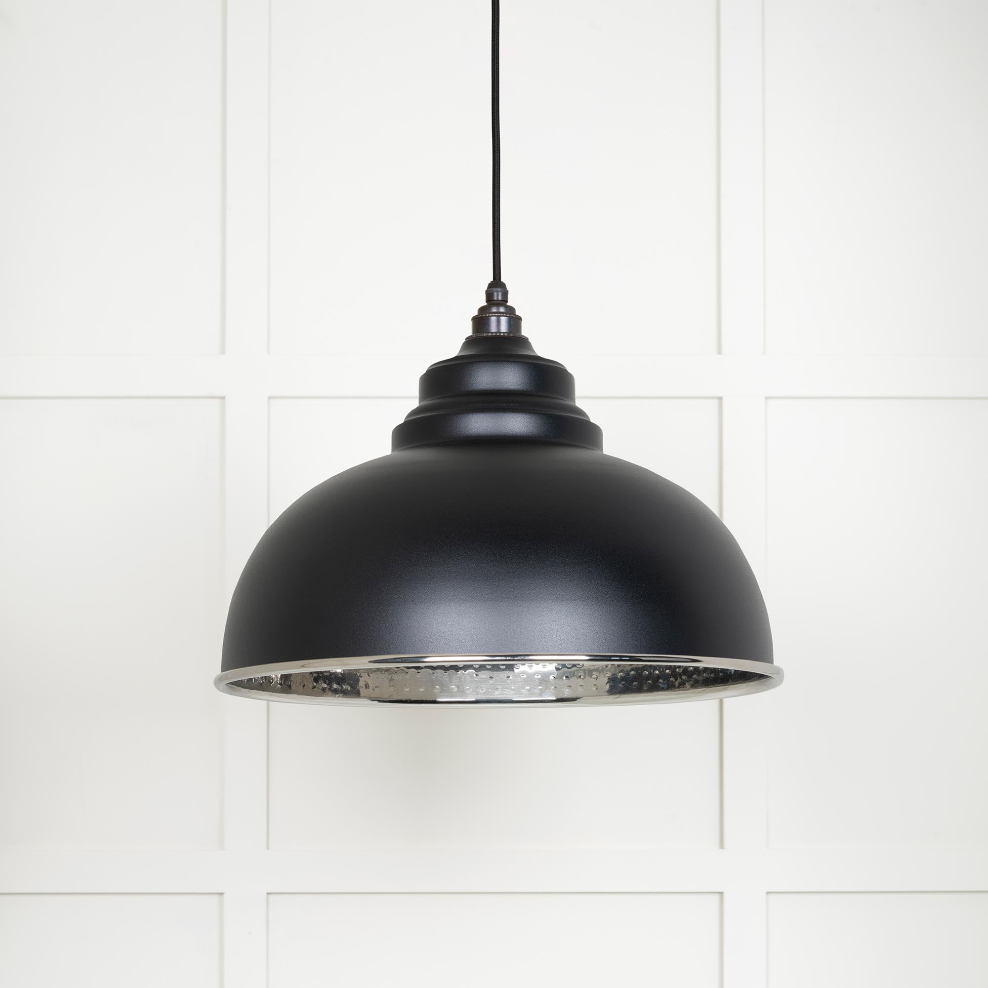 Hammered Nickel Harborne Pendant in Elan Black | From The Anvil - Harborne - From The Anvil - Yester Home