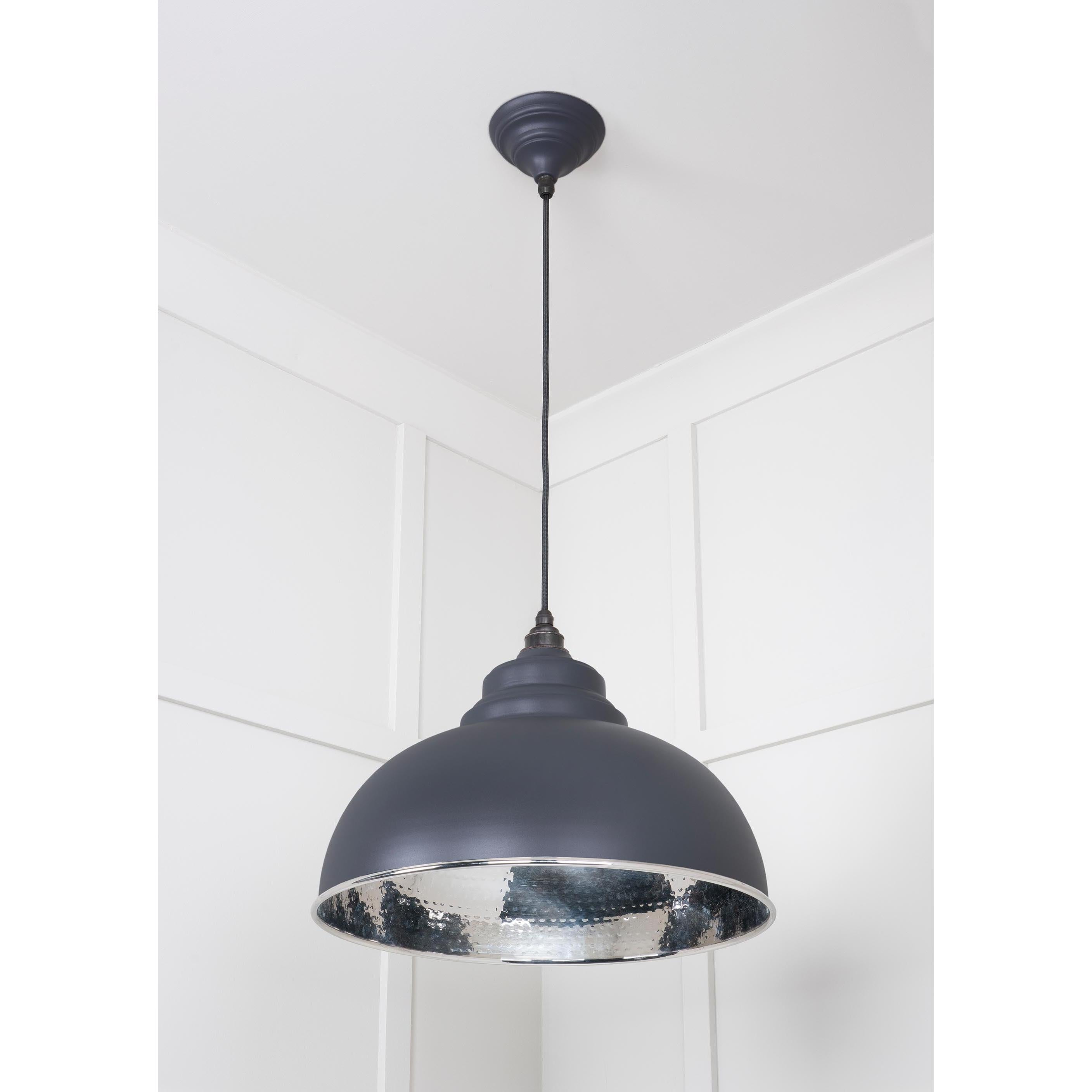 Hammered Nickel Harborne Pendant in Slate | From The Anvil - Harborne - From The Anvil - Yester Home