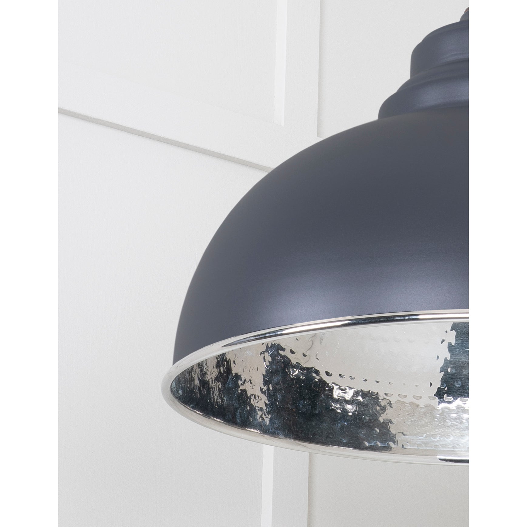 Hammered Nickel Harborne Pendant in Slate | From The Anvil-Harborne-Yester Home