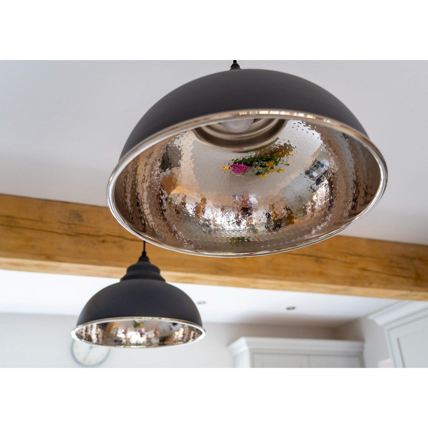 Hammered Nickel Harborne Pendant in Slate | From The Anvil-Harborne-Yester Home