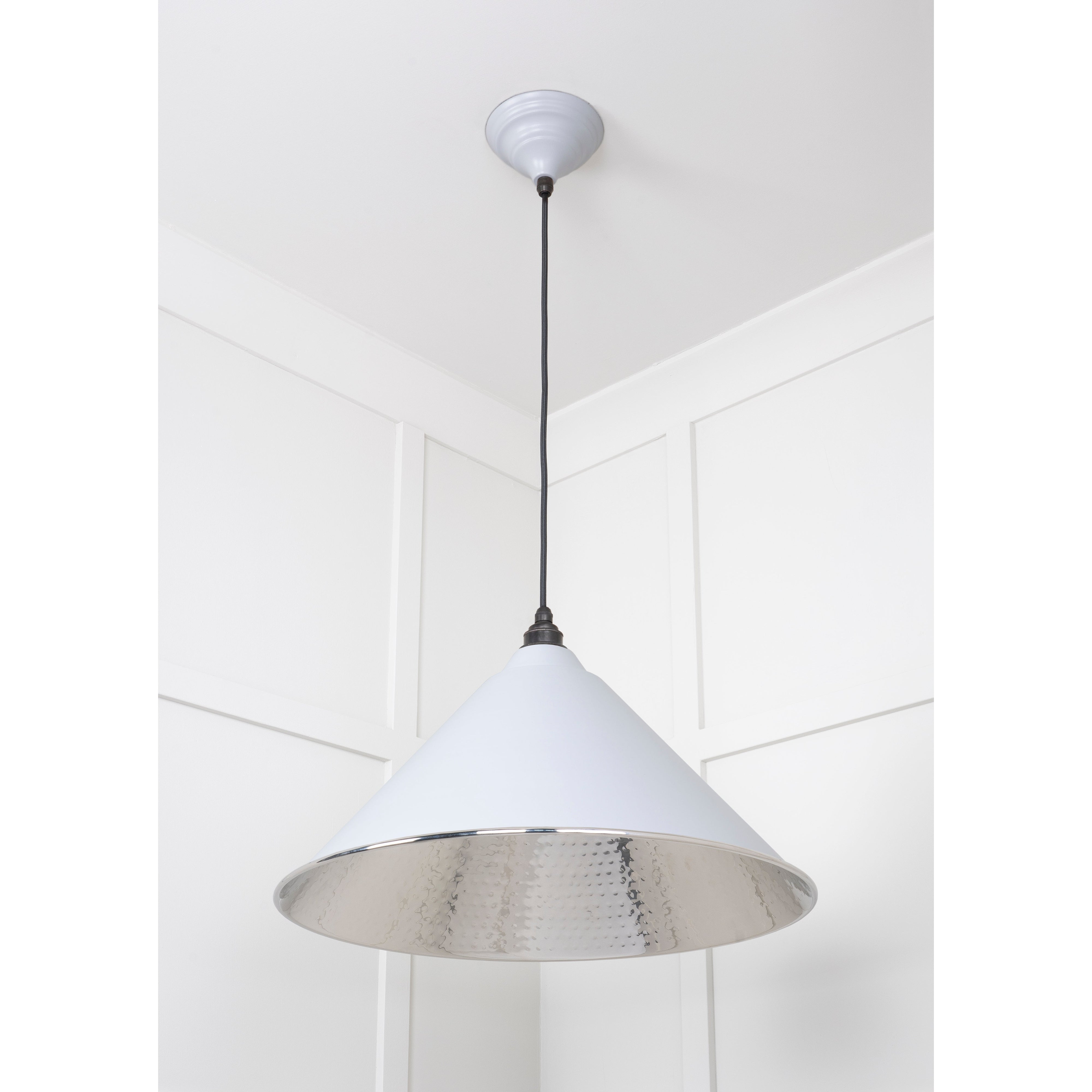 Hammered Nickel Hockley Pendant in Birch | From The Anvil-Hockley-Yester Home