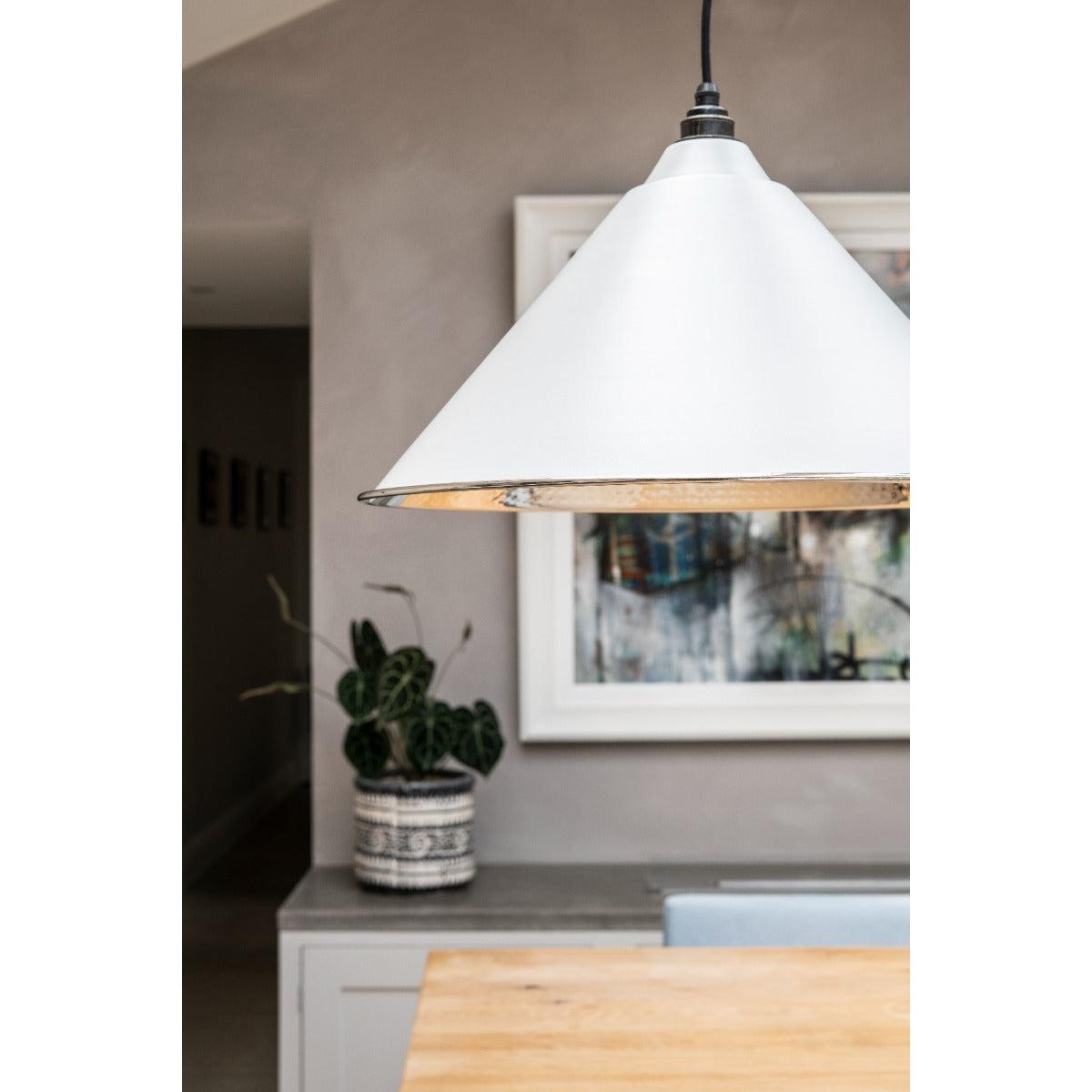 Hammered Nickel Hockley Pendant in Birch | From The Anvil-Hockley-Yester Home