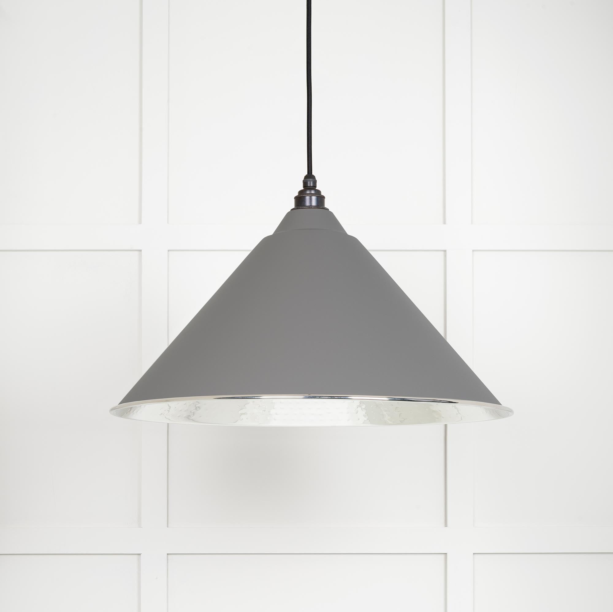 Hammered Nickel Hockley Pendant in Bluff | From The Anvil - Hockley - From The Anvil - Yester Home