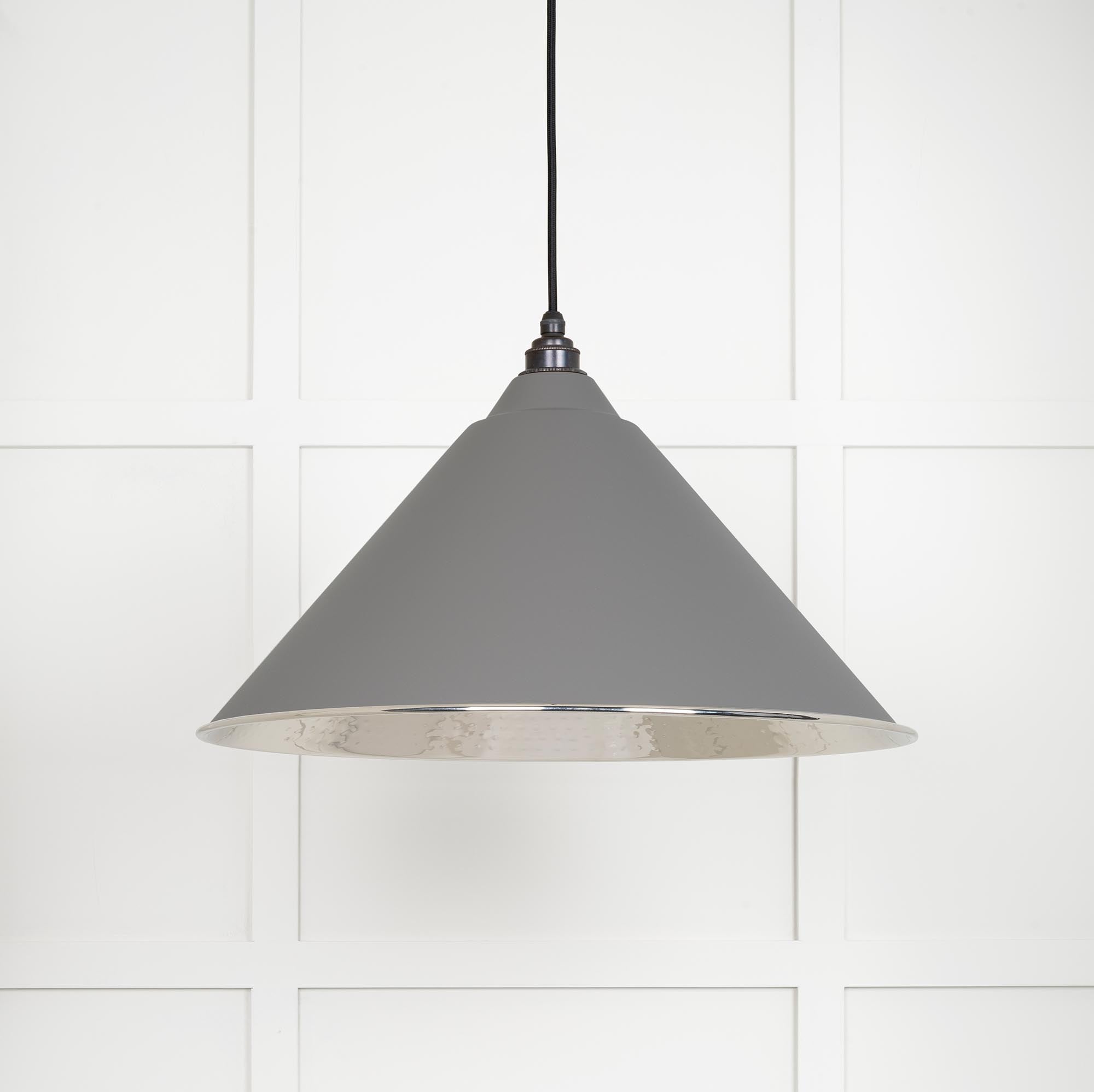 Hammered Nickel Hockley Pendant in Bluff | From The Anvil - Hockley - From The Anvil - Yester Home