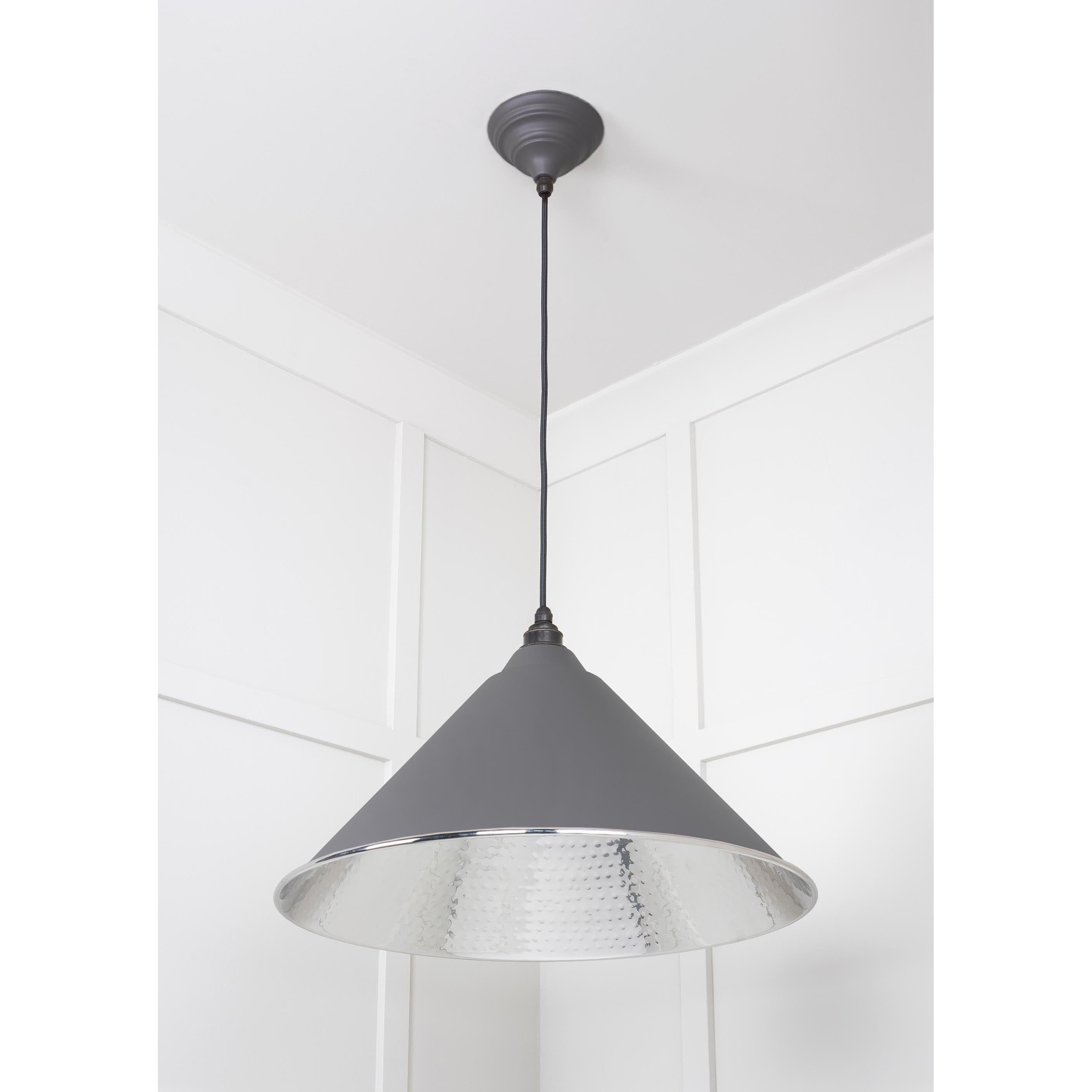 Hammered Nickel Hockley Pendant in Bluff | From The Anvil - Hockley - From The Anvil - Yester Home