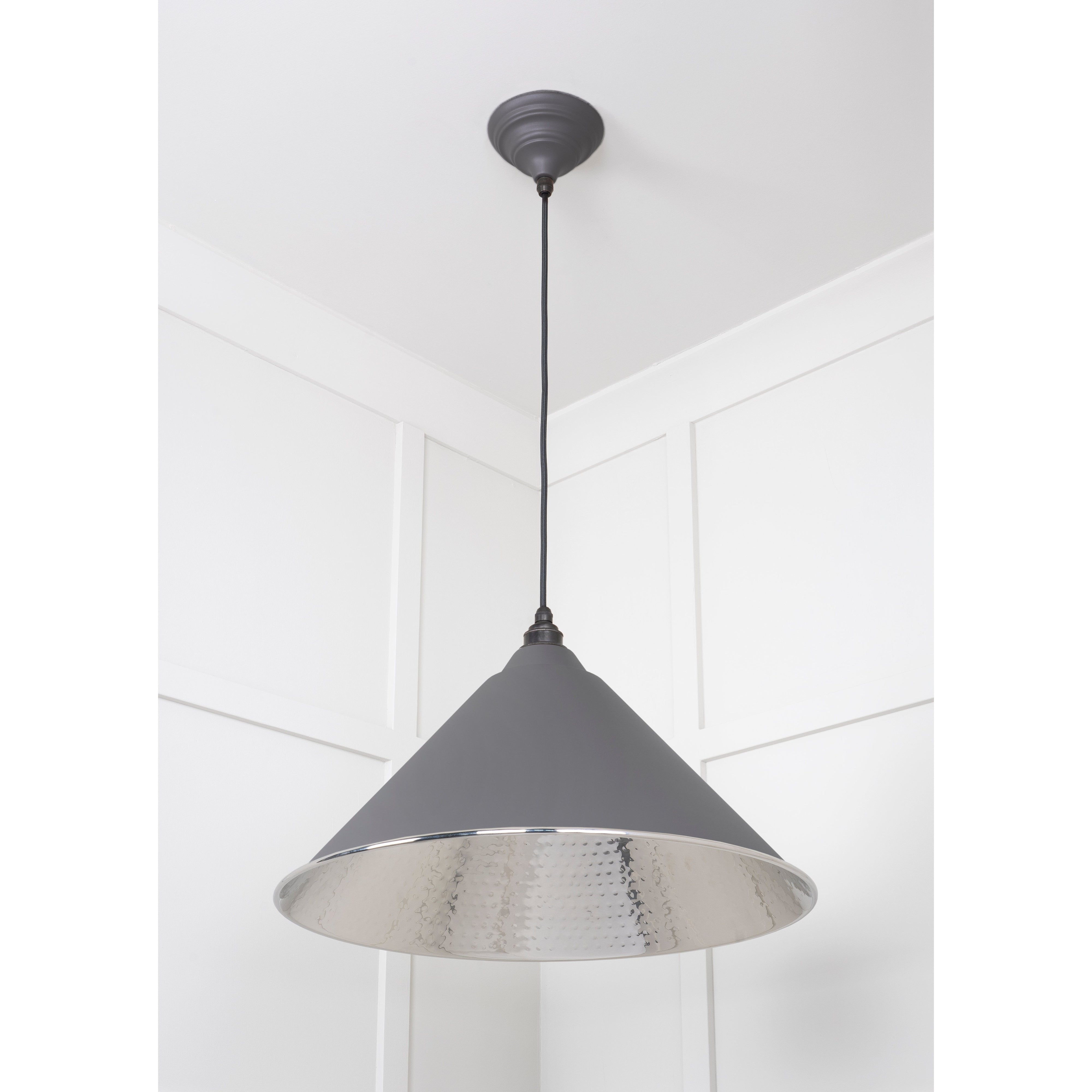 Hammered Nickel Hockley Pendant in Bluff | From The Anvil-Hockley-Yester Home